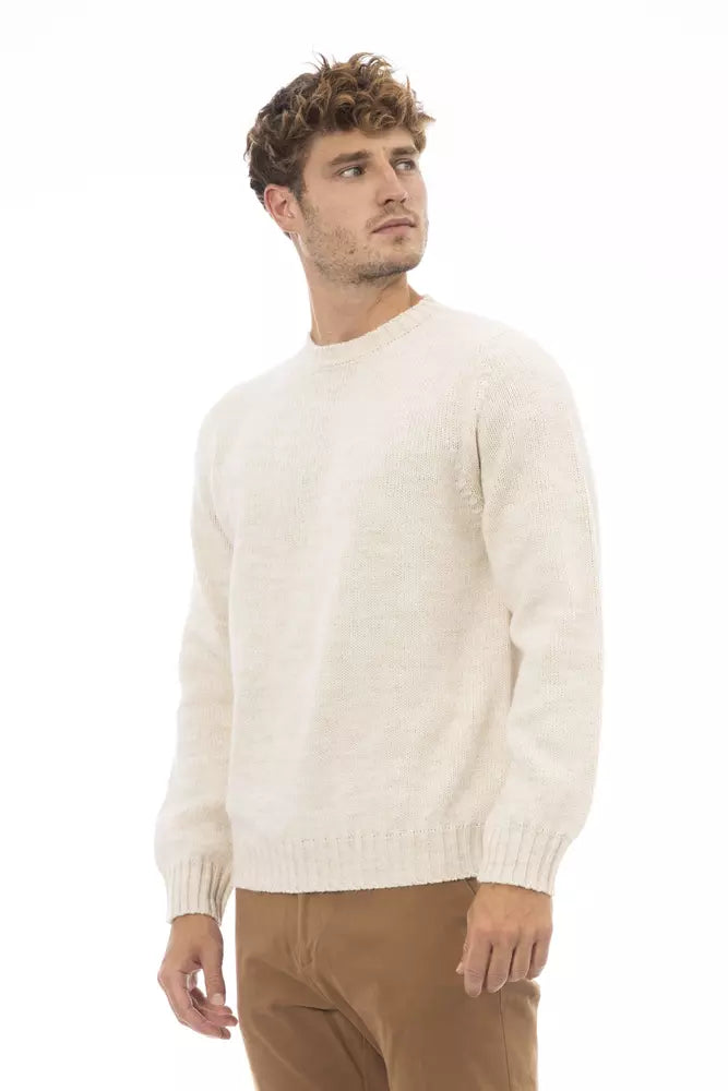 Alpha Studio Beige Alpaca Men Sweater