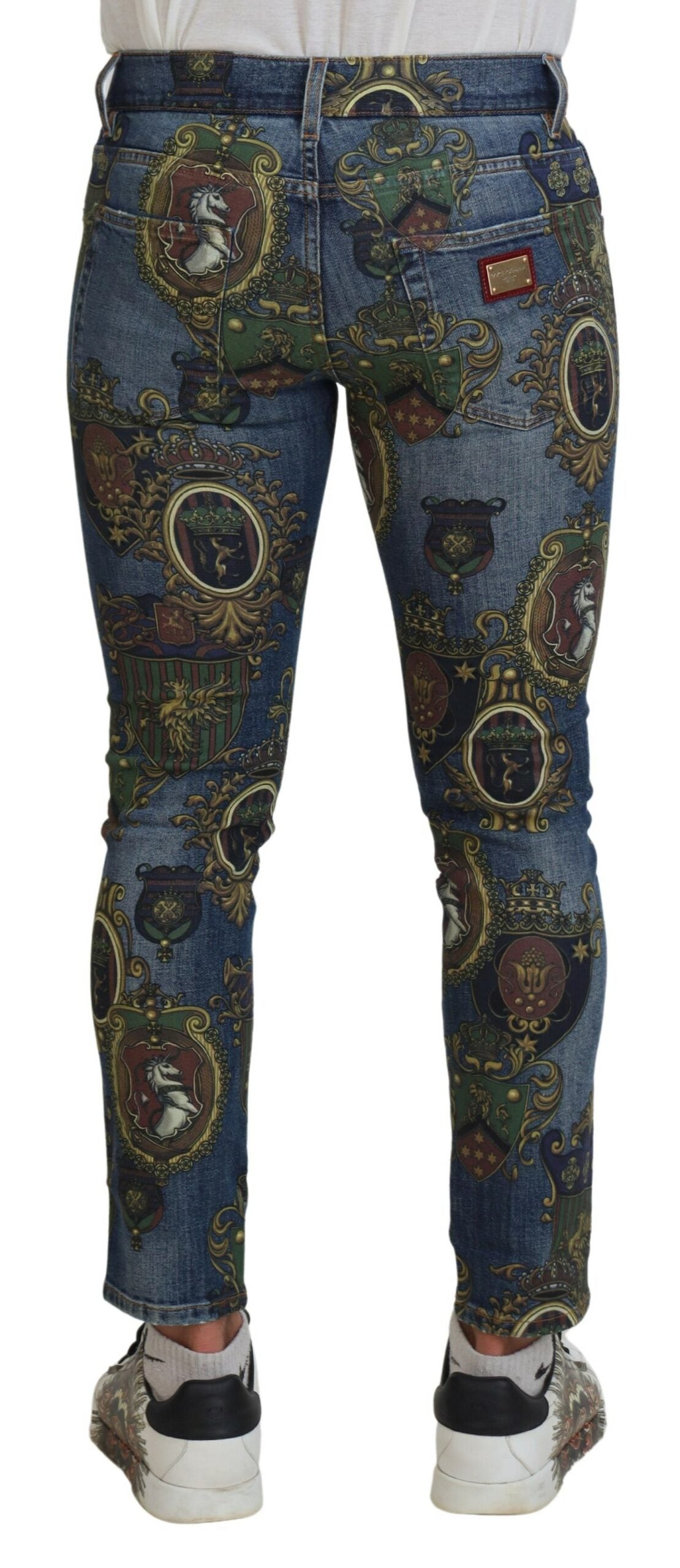 Dolce &amp; Gabbana – Elegante Slim-Fit-Jeans aus bedrucktem Denim