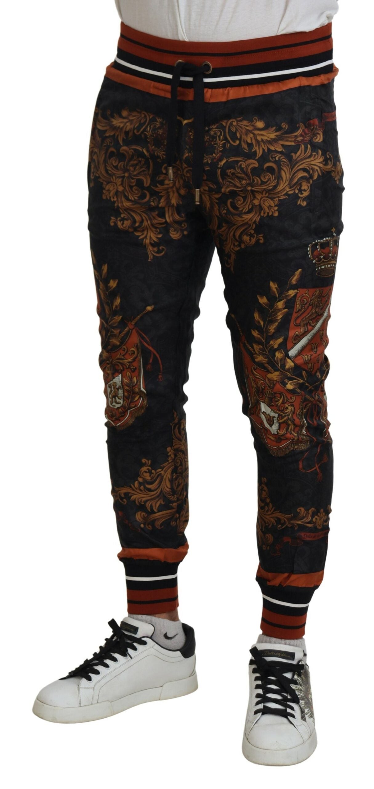 Dolce &amp; Gabbana „Barock Crown“-Seiden-Jogginghose