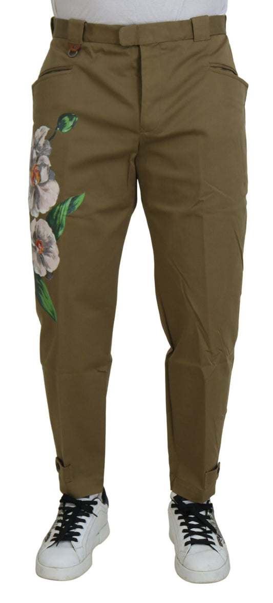 Dolce &amp; Gabbana Exquisite beige Chinohose mit Blumenmuster