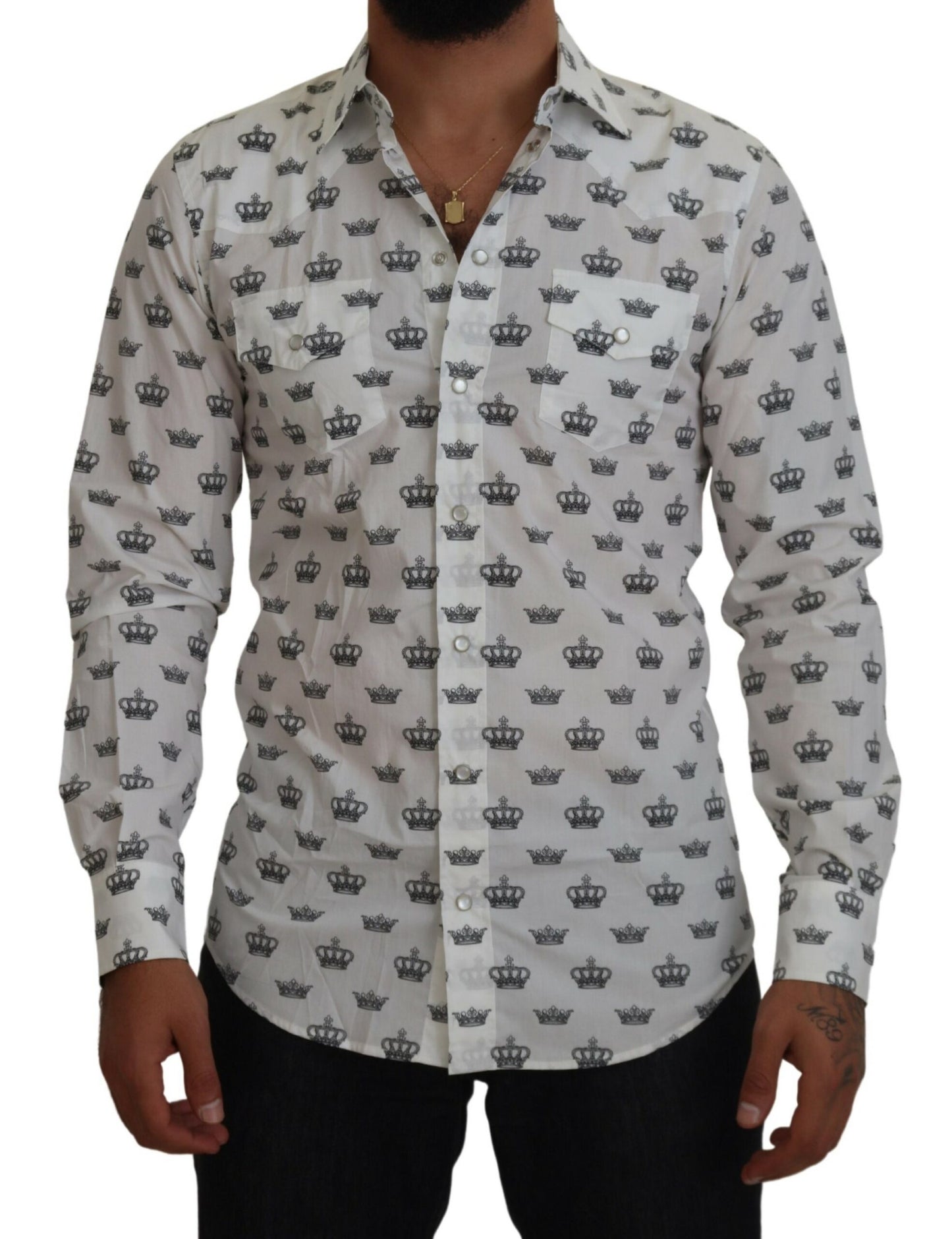 Dolce &amp; Gabbana Slim Fit Hemd mit Kronen-Print