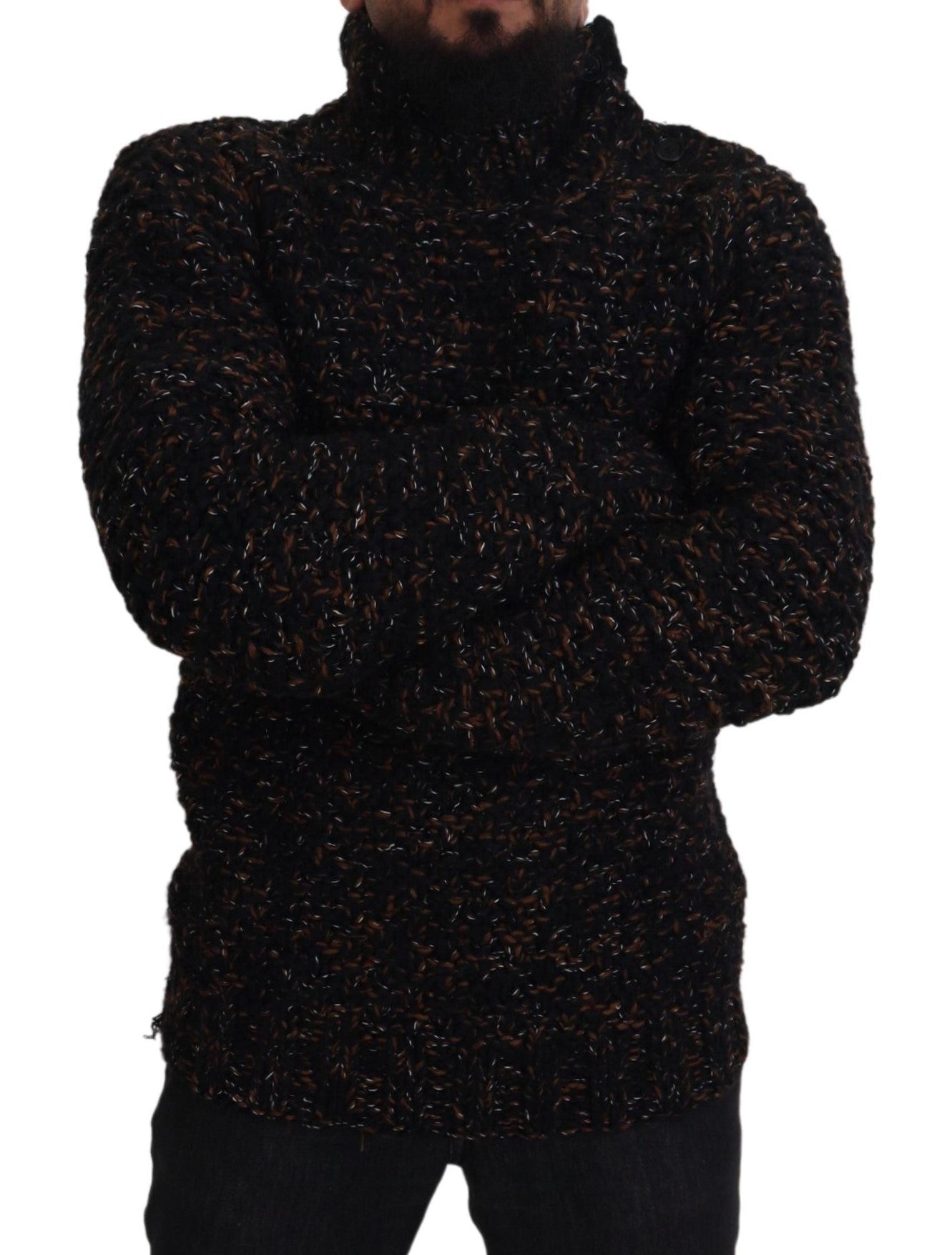 Dolce &amp; Gabbana Brown Handmade Turtleneck Pullover Sweater