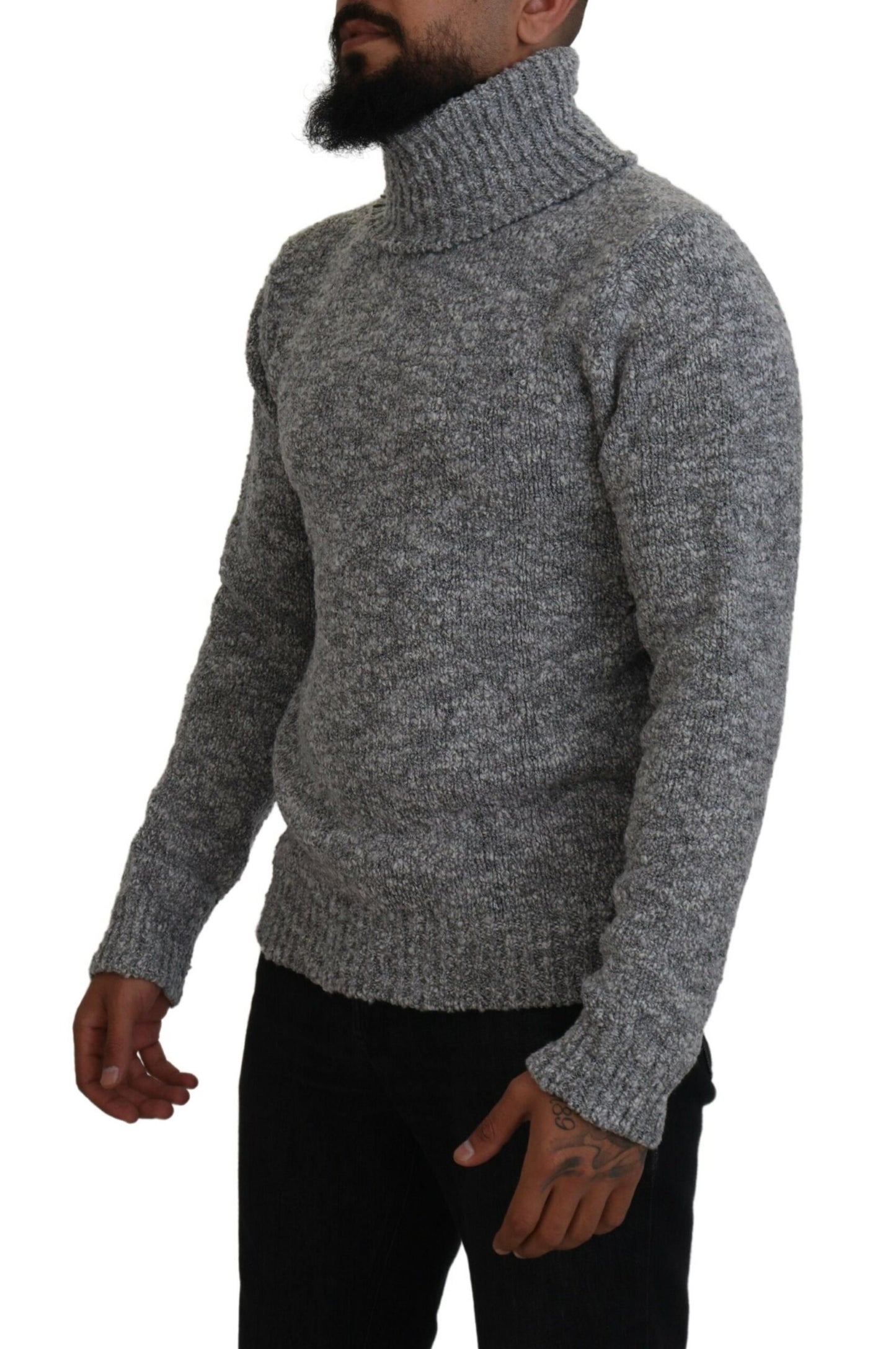 Dolce &amp; Gabbana Gray Wool Knit Turtleneck Pullover Sweater