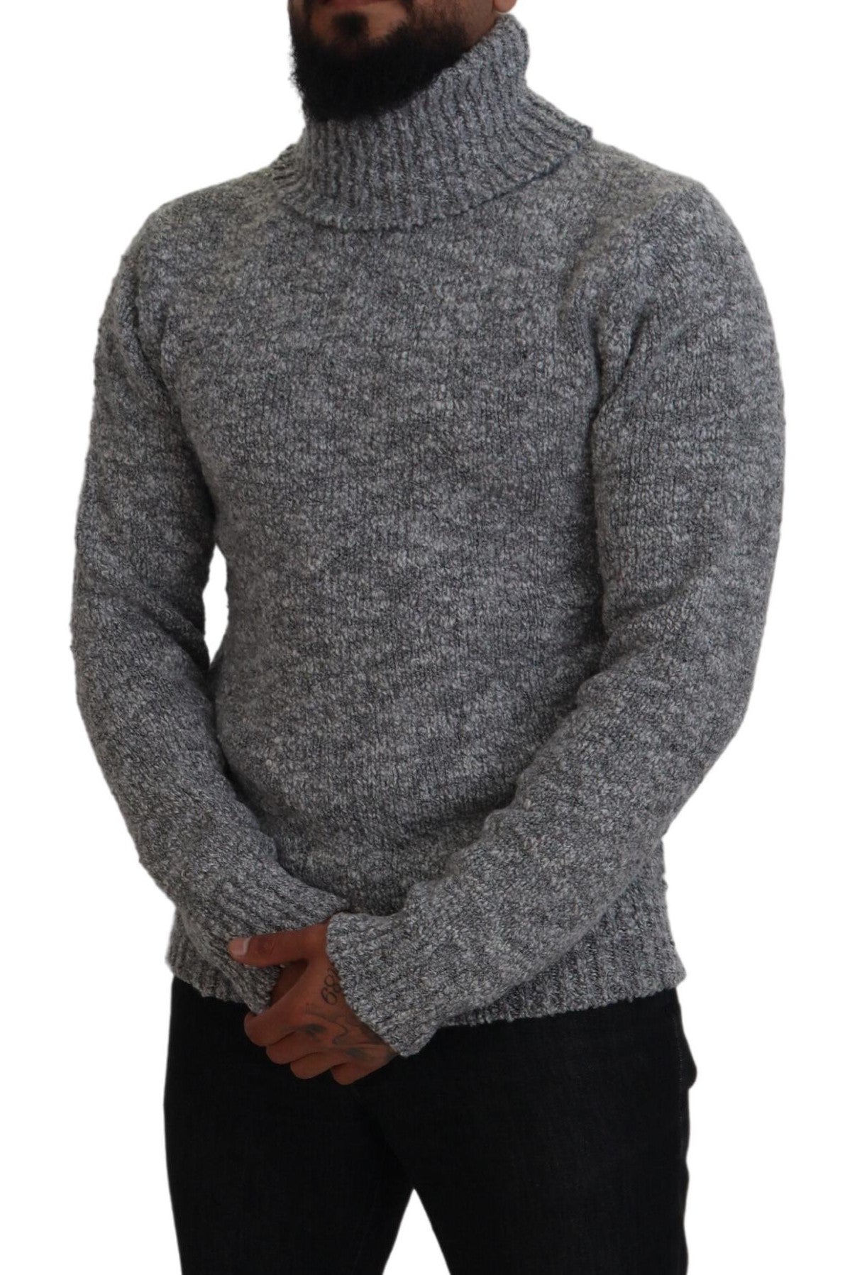 Dolce &amp; Gabbana Gray Wool Knit Turtleneck Pullover Sweater