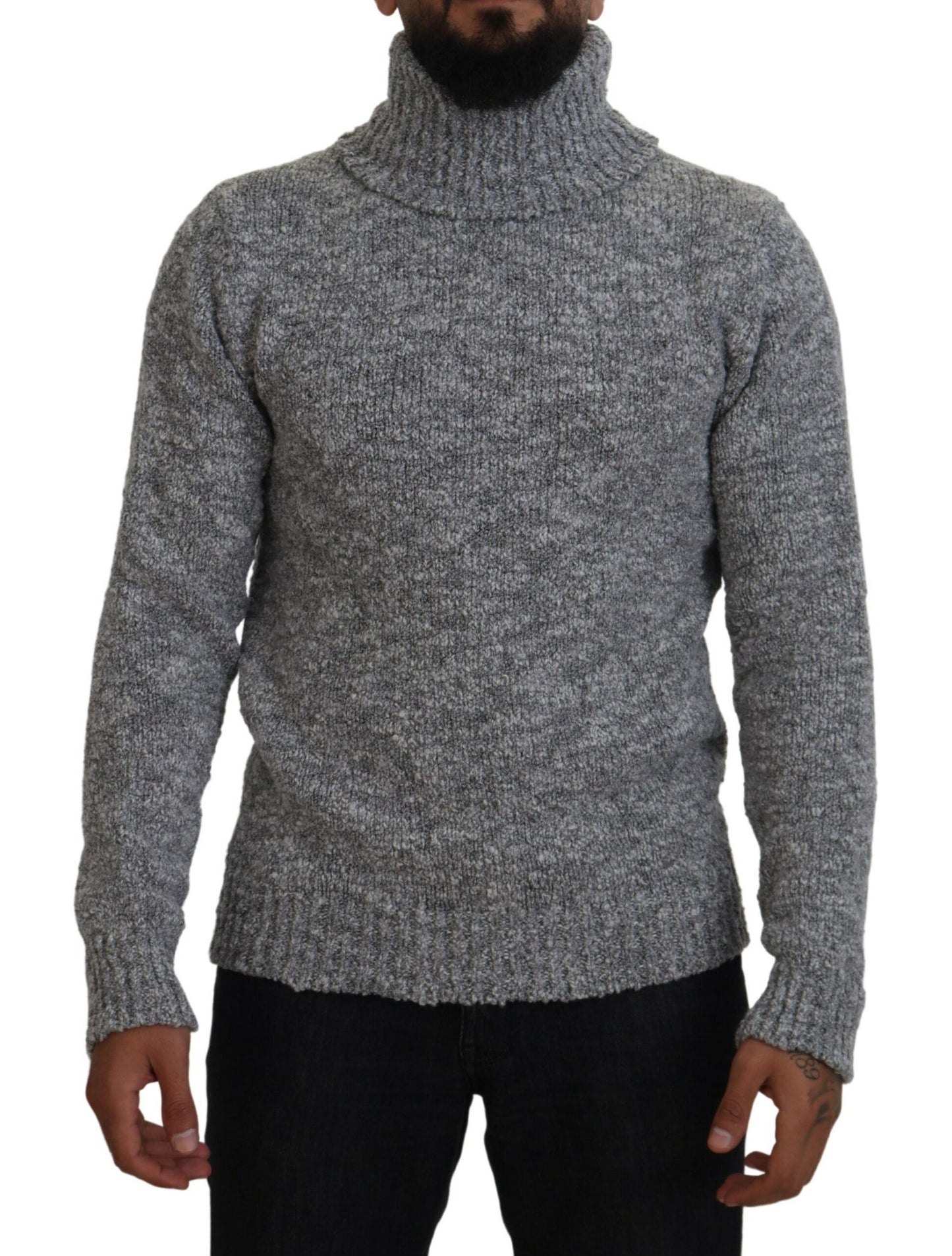 Dolce &amp; Gabbana Gray Wool Knit Turtleneck Pullover Sweater