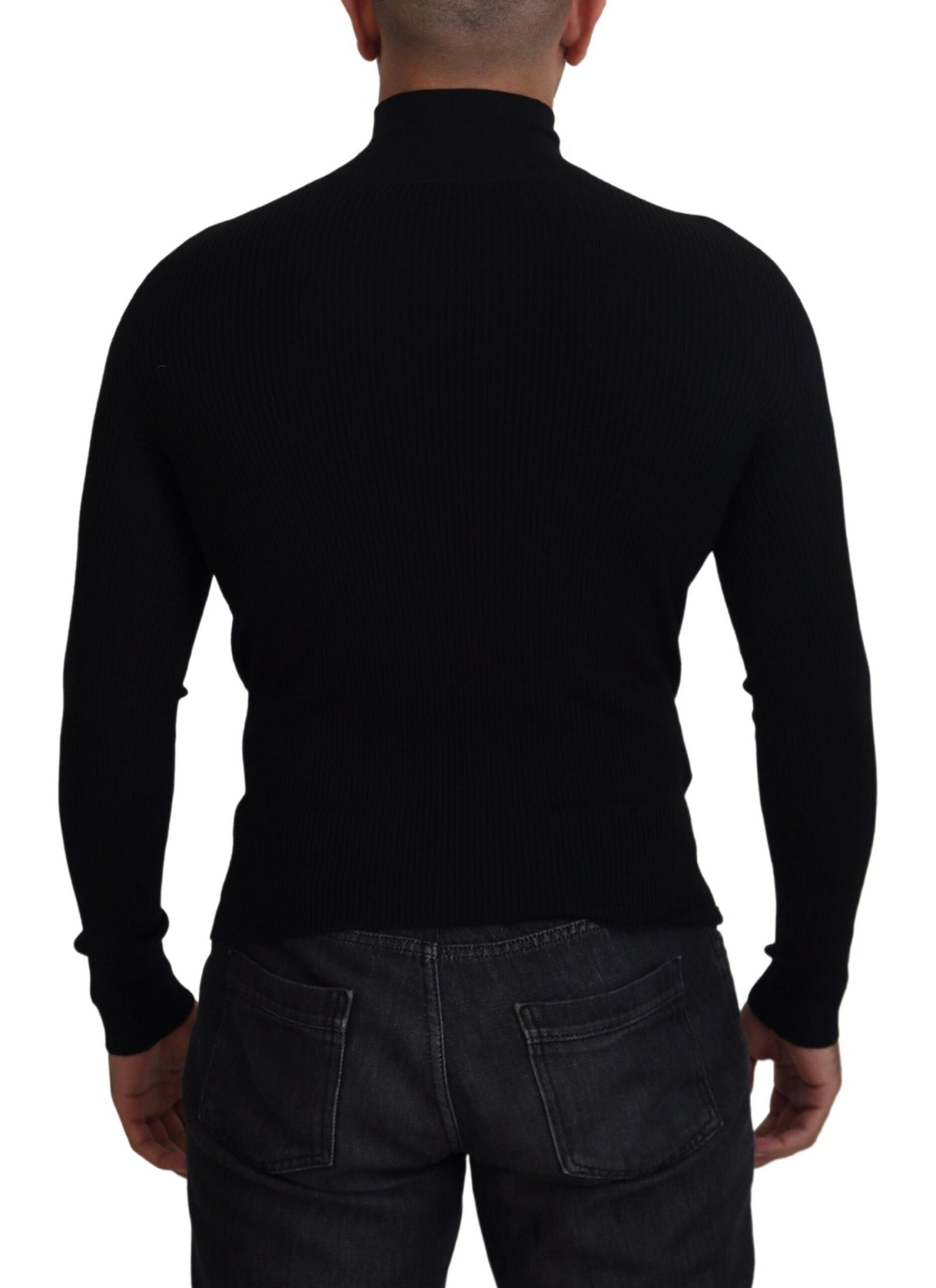 Dolce &amp; Gabbana Black Half Zip Turtleneck Pullover Sweater