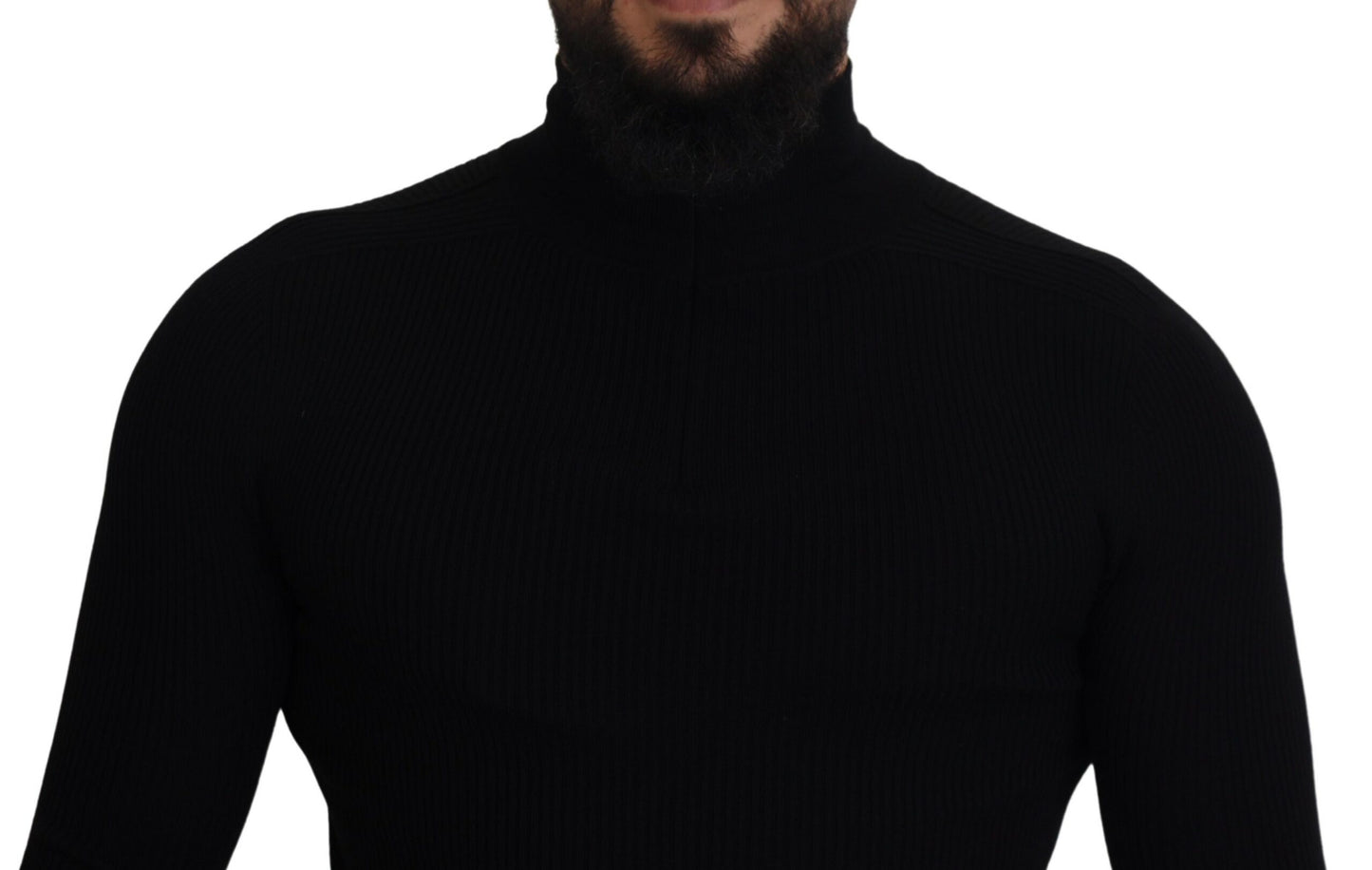 Dolce &amp; Gabbana Black Half Zip Turtleneck Pullover Sweater