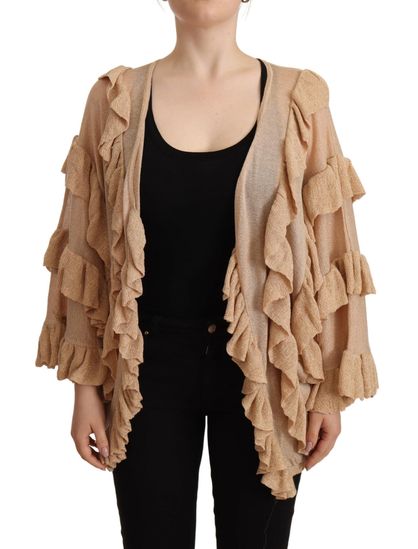 Aniye By Chic Beige Langarm-Cardigan mit offener Vorderseite