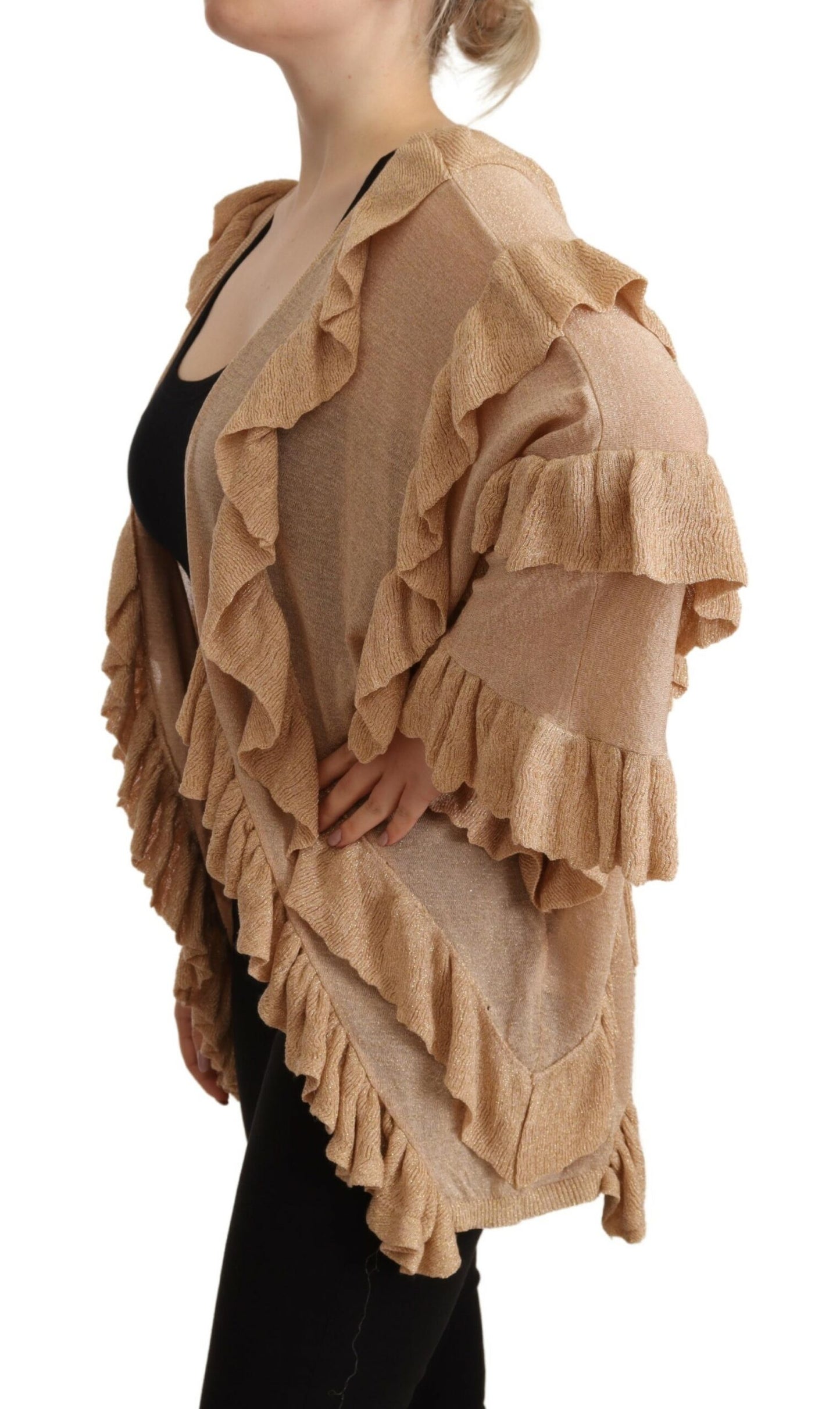 Aniye By Chic Beige Langarm-Cardigan mit offener Vorderseite