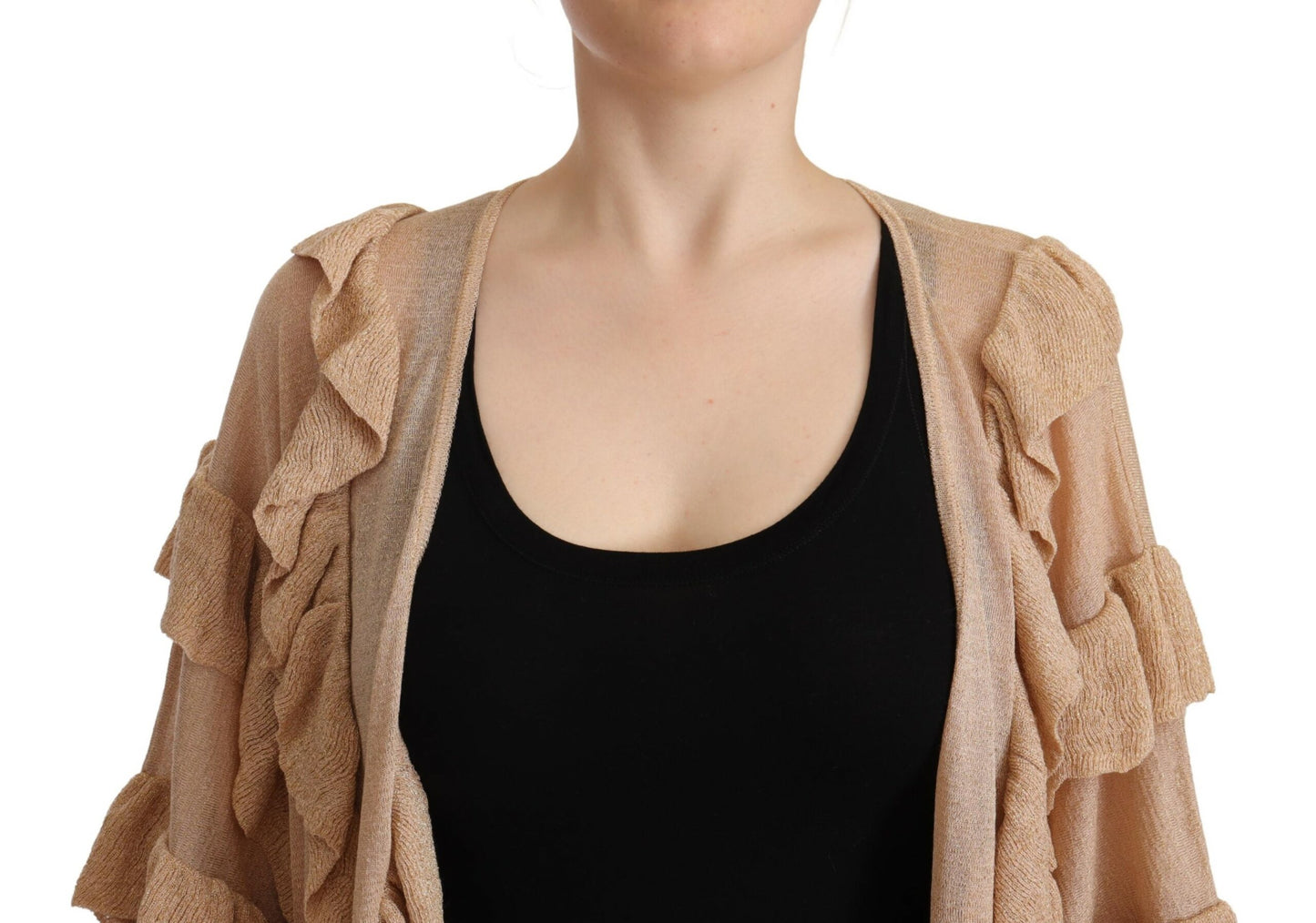 Aniye By Chic Beige Langarm-Cardigan mit offener Vorderseite