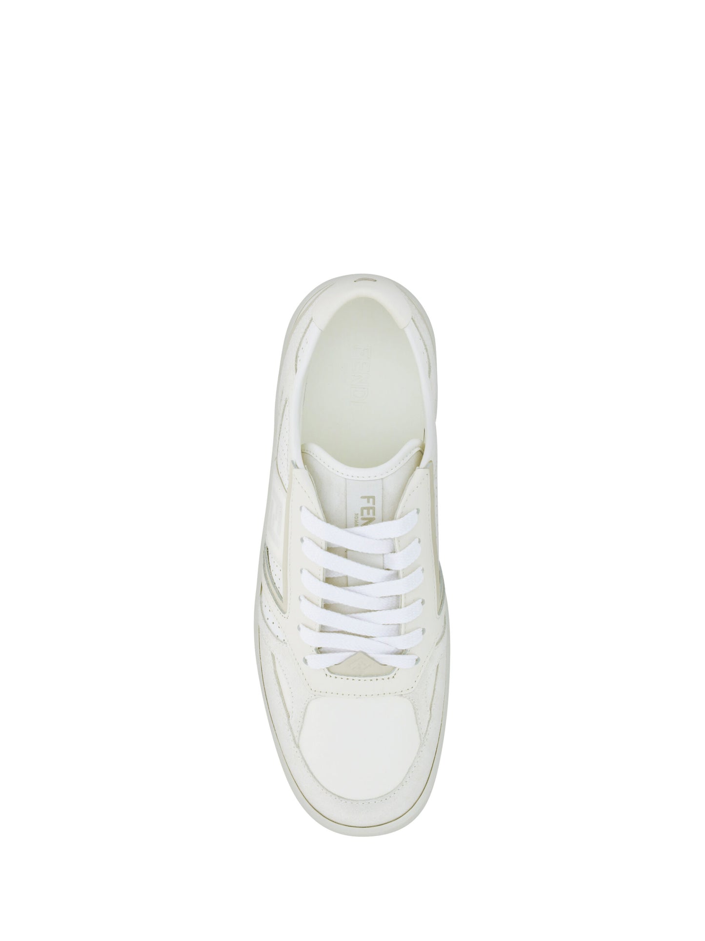 Fendi Elegant Low Top Calfskin Sneakers in White