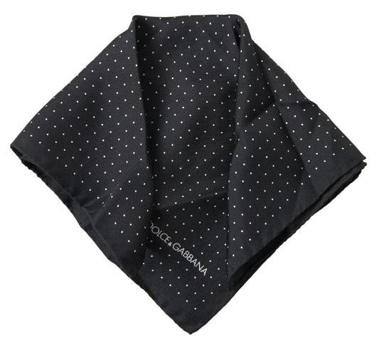 Dolce &amp; Gabbana Black Polka Dots Silk Square Handkerchief Scarf