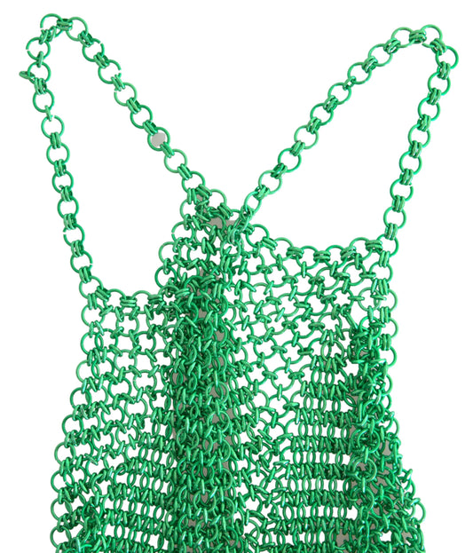 Dolce &amp; Gabbana Green Aluminum Sleeveless Halter Cropped Tank Top