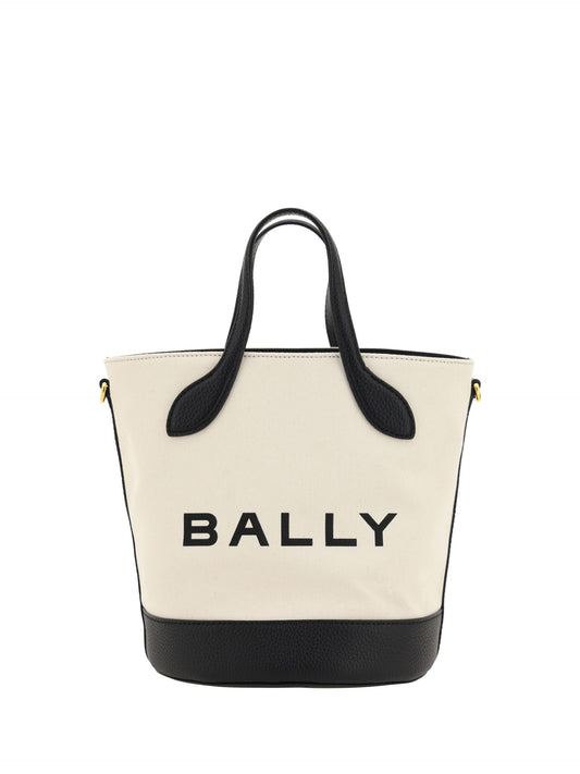 Bally – Elegante Monogramm-Beuteltasche in Schwarz und Weiß