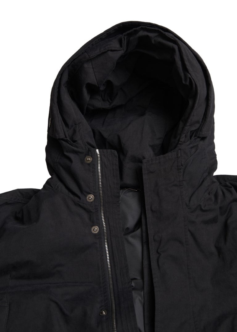 Dolce &amp; Gabbana Black Hooded Parka Cotton Trench coat Jacket