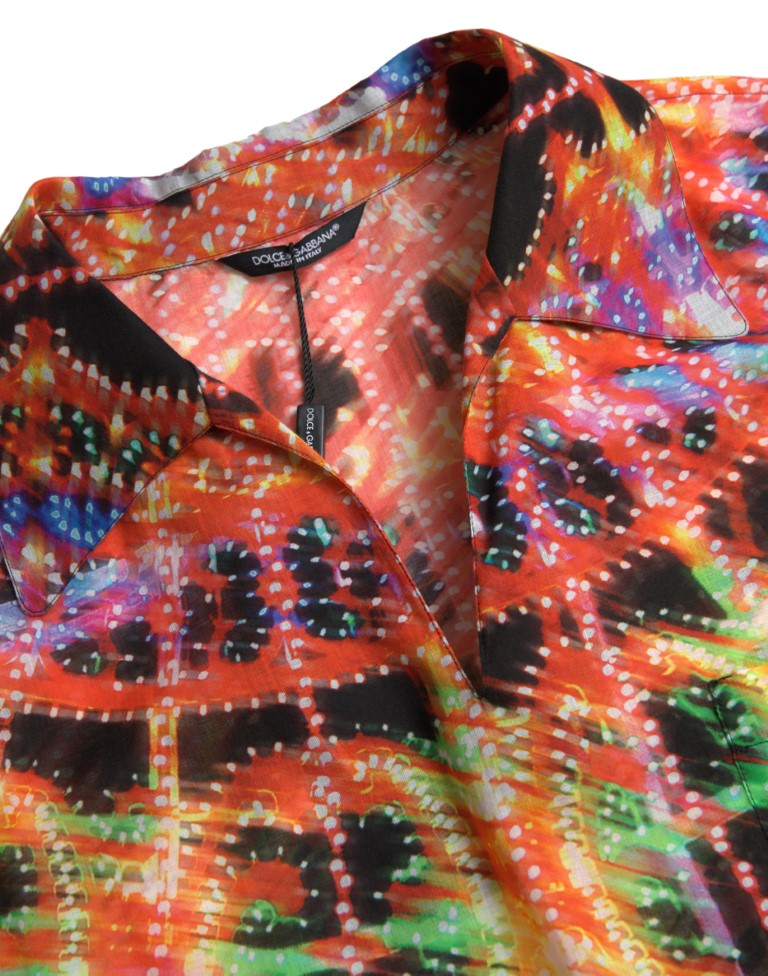 Dolce &amp; Gabbana Multicolor Luminarie Print Men Cotton Shirt