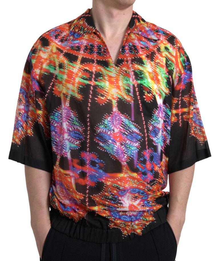 Dolce &amp; Gabbana Multicolor Luminarie Print Men Cotton Shirt