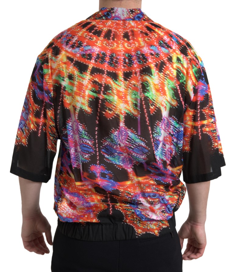 Dolce &amp; Gabbana Multicolor Luminarie Print Men Cotton Shirt