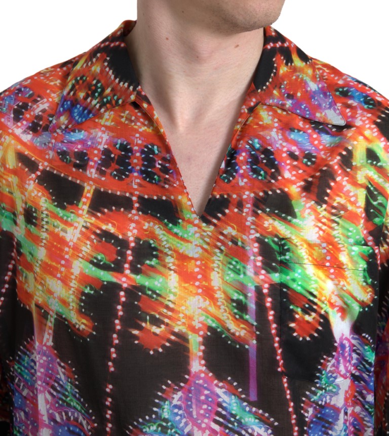 Dolce &amp; Gabbana Multicolor Luminarie Print Men Cotton Shirt