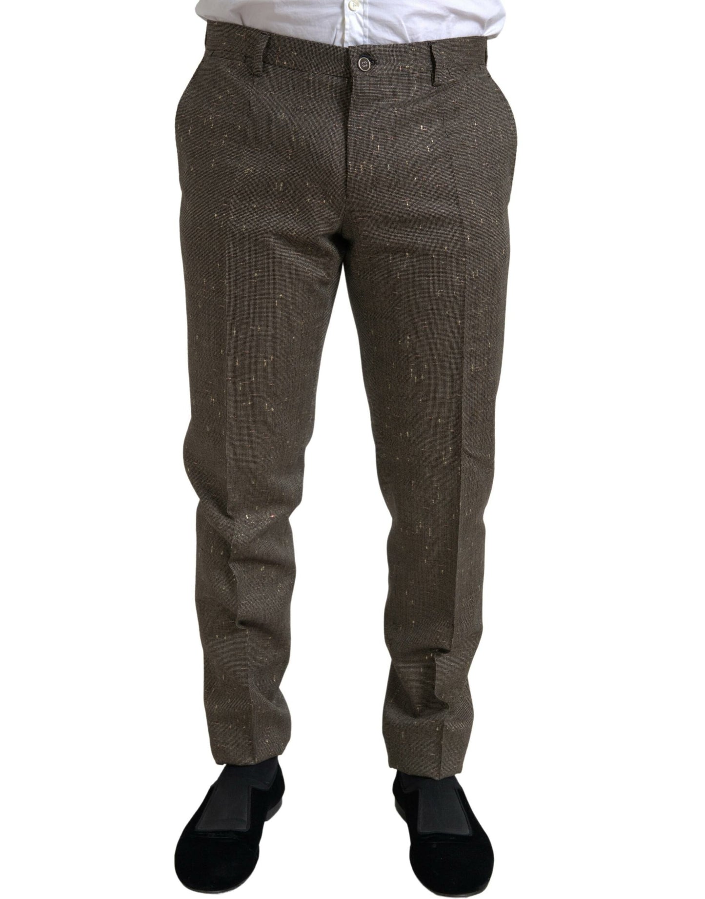 Dolce &amp; Gabbana Brown Wool Dress Skinny Men Trouser Pants