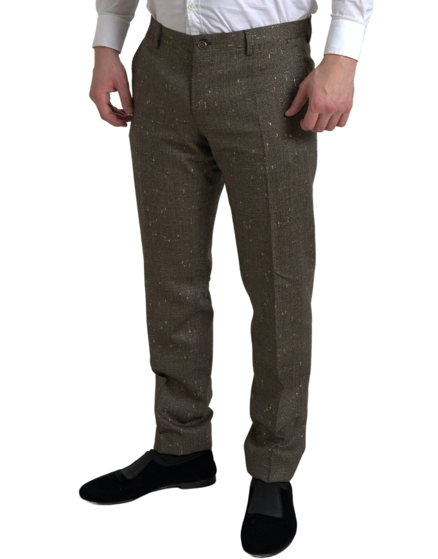 Dolce &amp; Gabbana Brown Wool Dress Skinny Men Trouser Pants