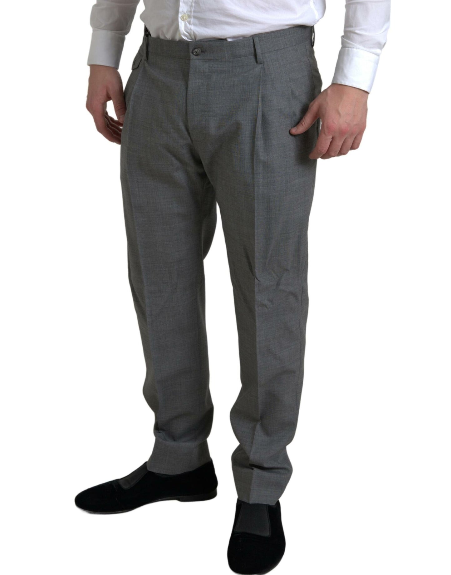 Dolce & Gabbana Elegant Skinny Wool Dress Pants in Grey