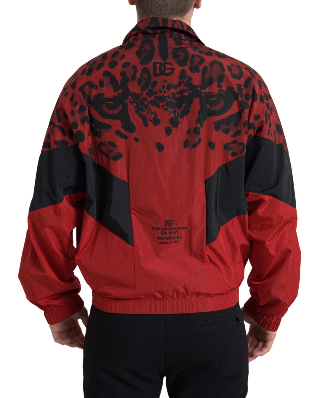 Dolce &amp; Gabbana Red Leopard Nylon Full Zip Sweater