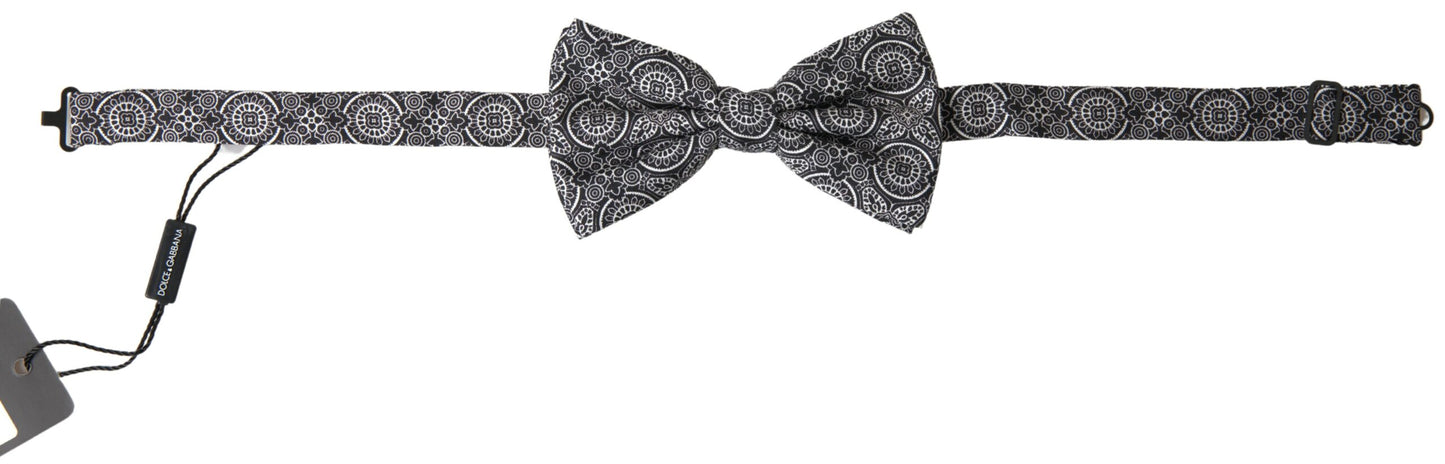 Dolce & Gabbana Elegant Black & White Silk Bow Tie