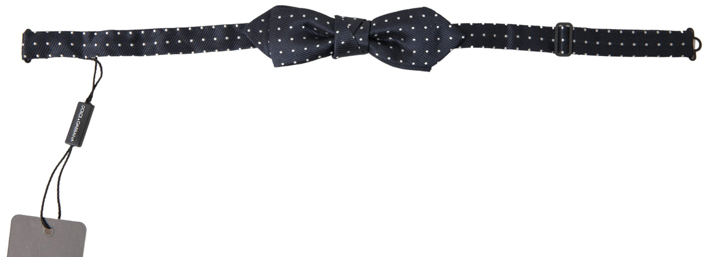 Dolce &amp; Gabbana Blue Polka Dot Silk Adjustable Men Neck Bow Tie Bow Tie