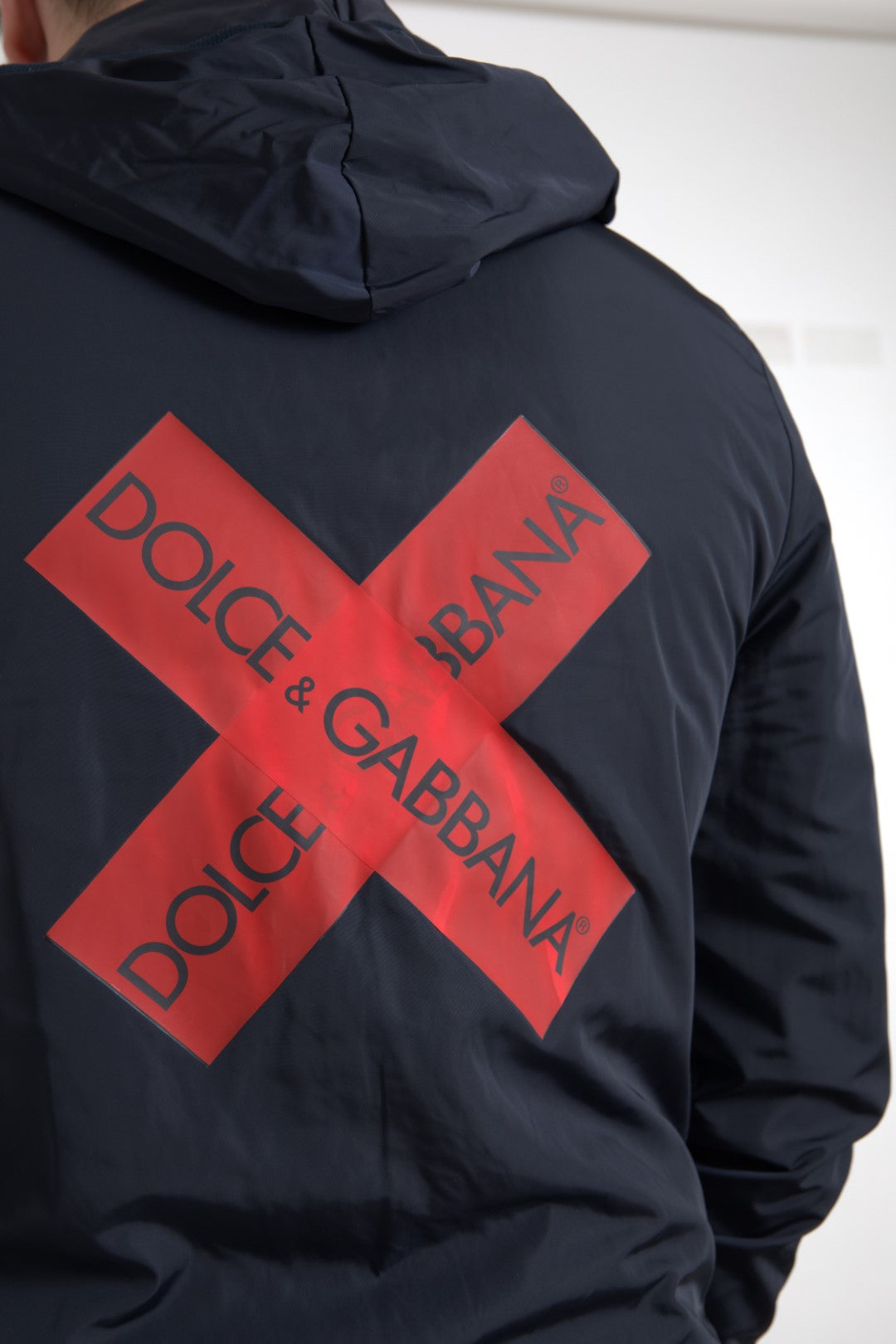 Dolce &amp; Gabbana Blue Hooded Logo Polyester Full Zip Sweater