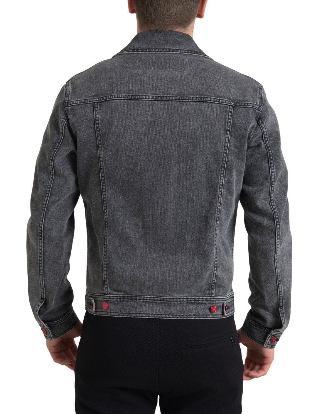 Dolce &amp; Gabbana Gray Washed Cotton Stretch Denim Men Jacket