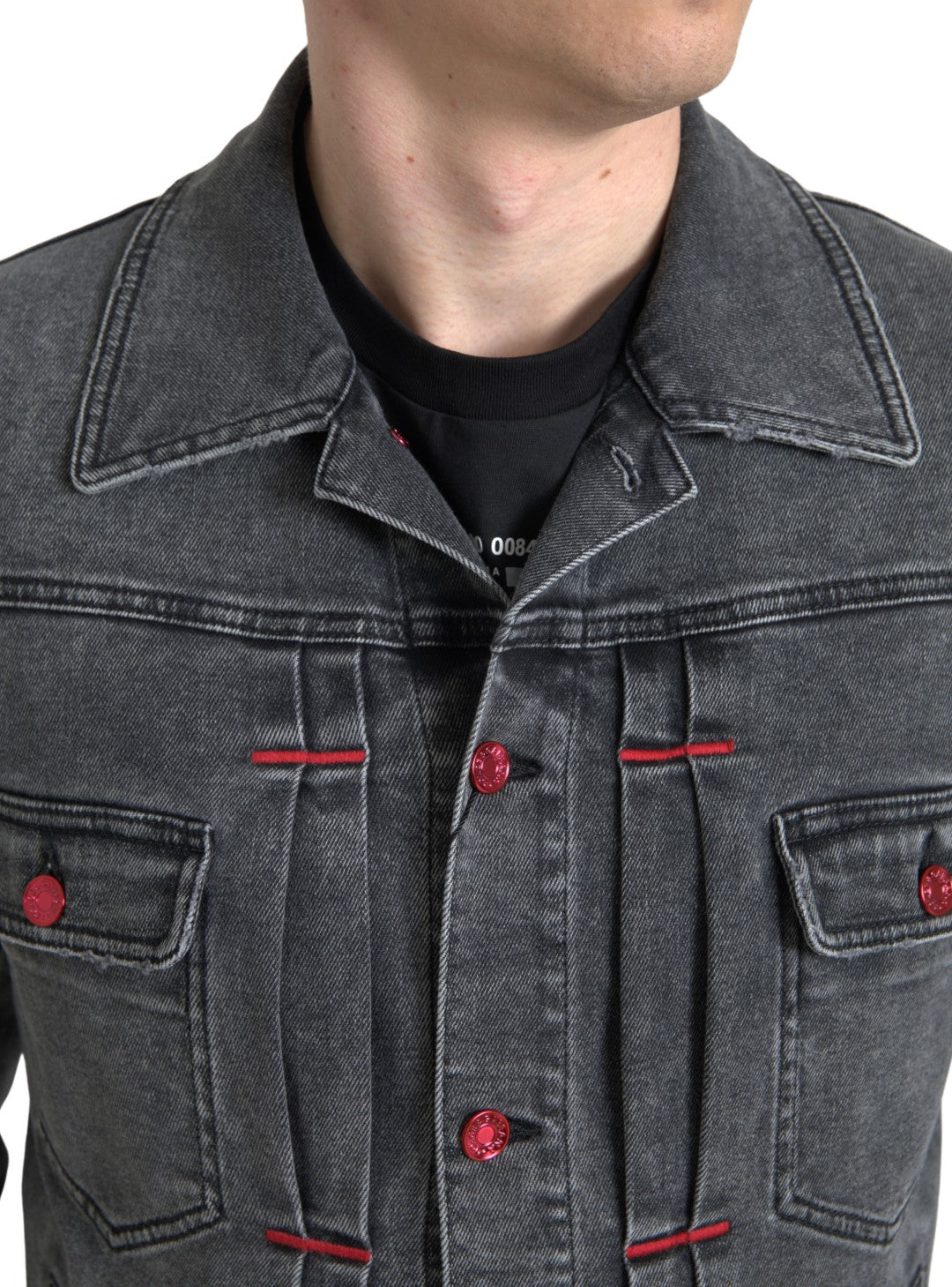 Dolce &amp; Gabbana Gray Washed Cotton Stretch Denim Men Jacket