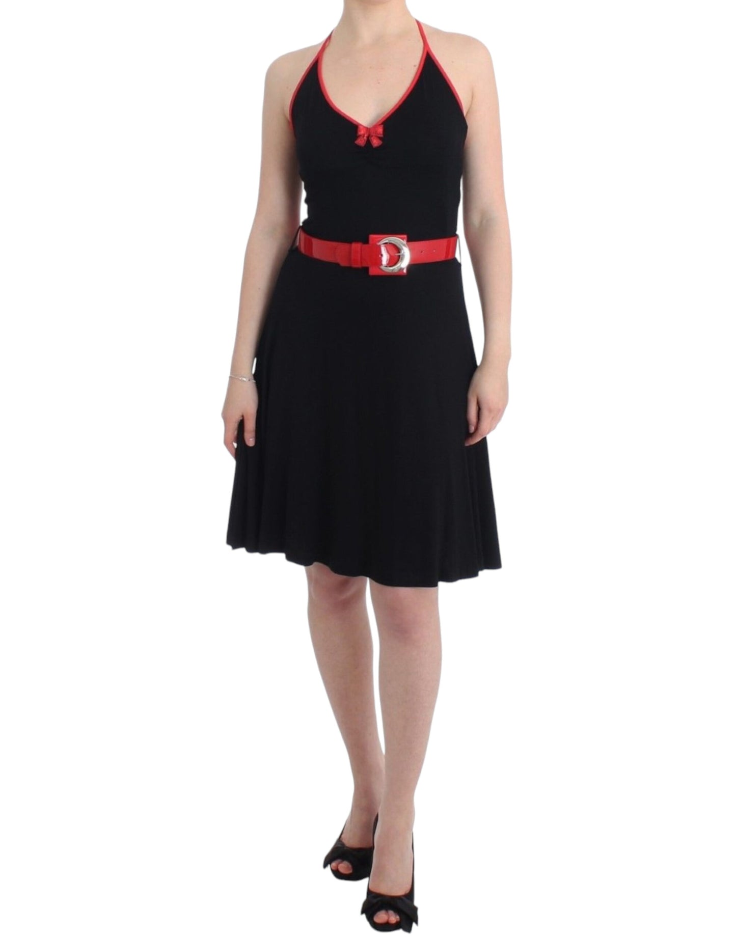 Roccobarocco Black belted palladium dress