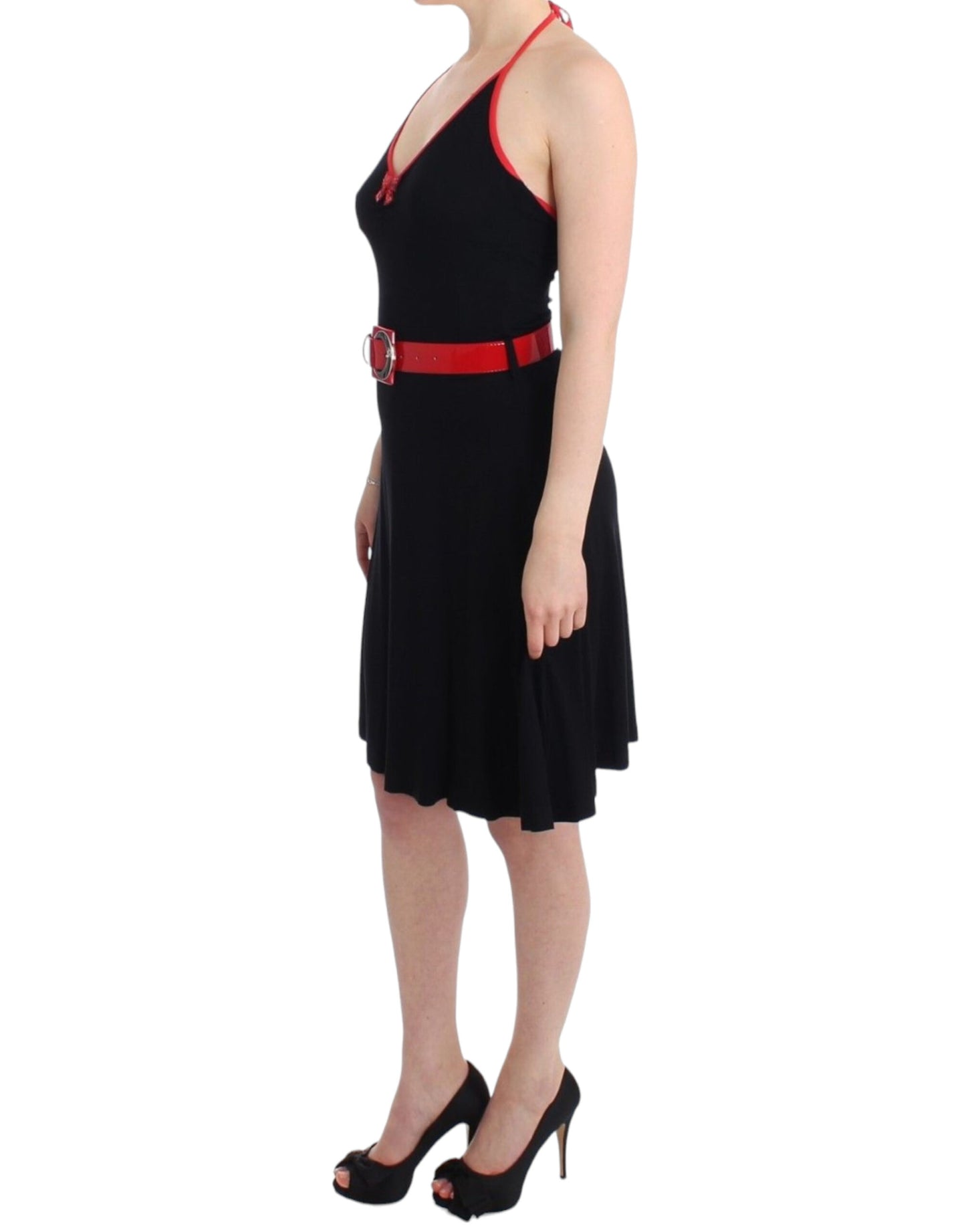 Roccobarocco Black belted palladium dress