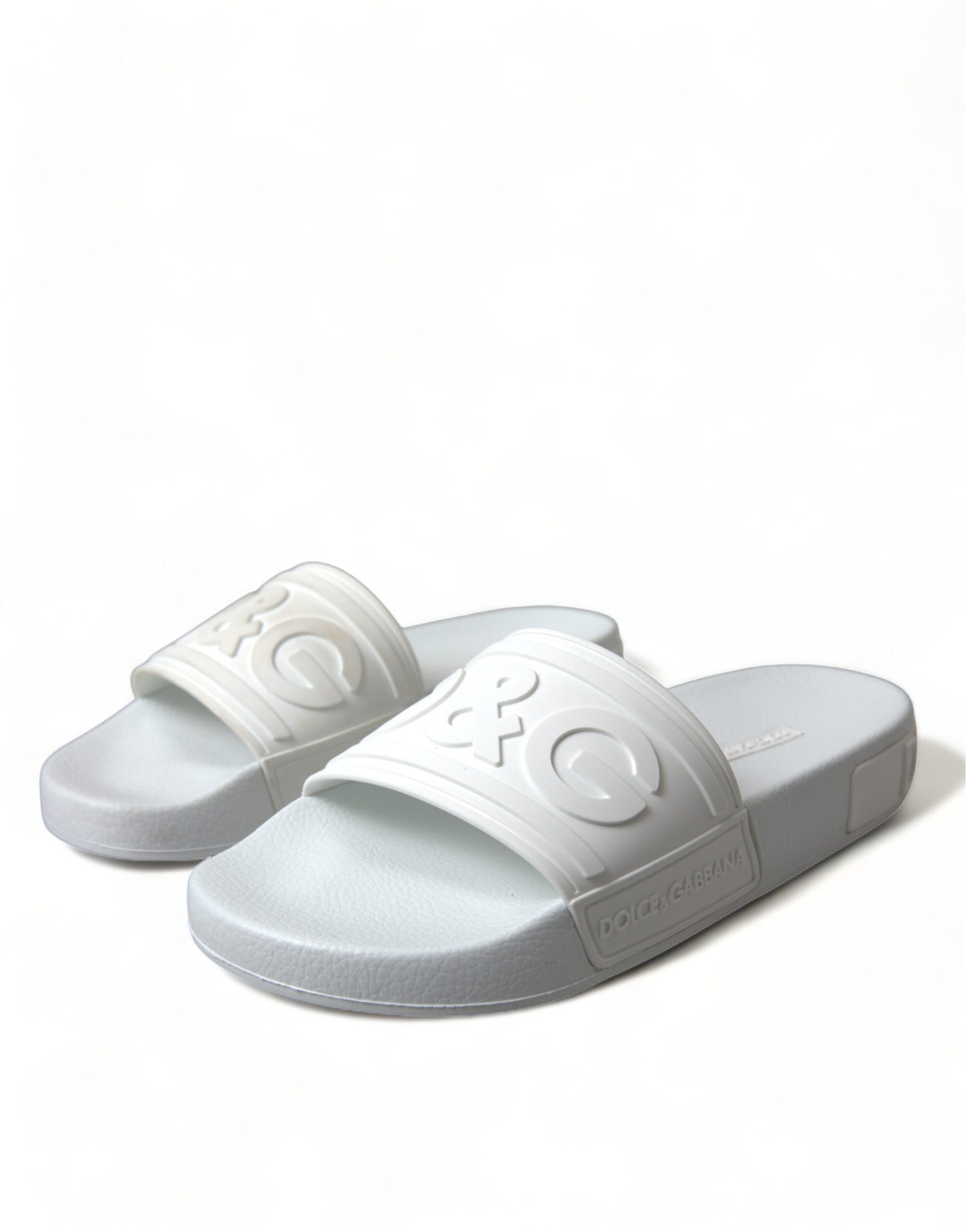 Dolce &amp; Gabbana White Rubber Sandals Slides Beachwear Shoes