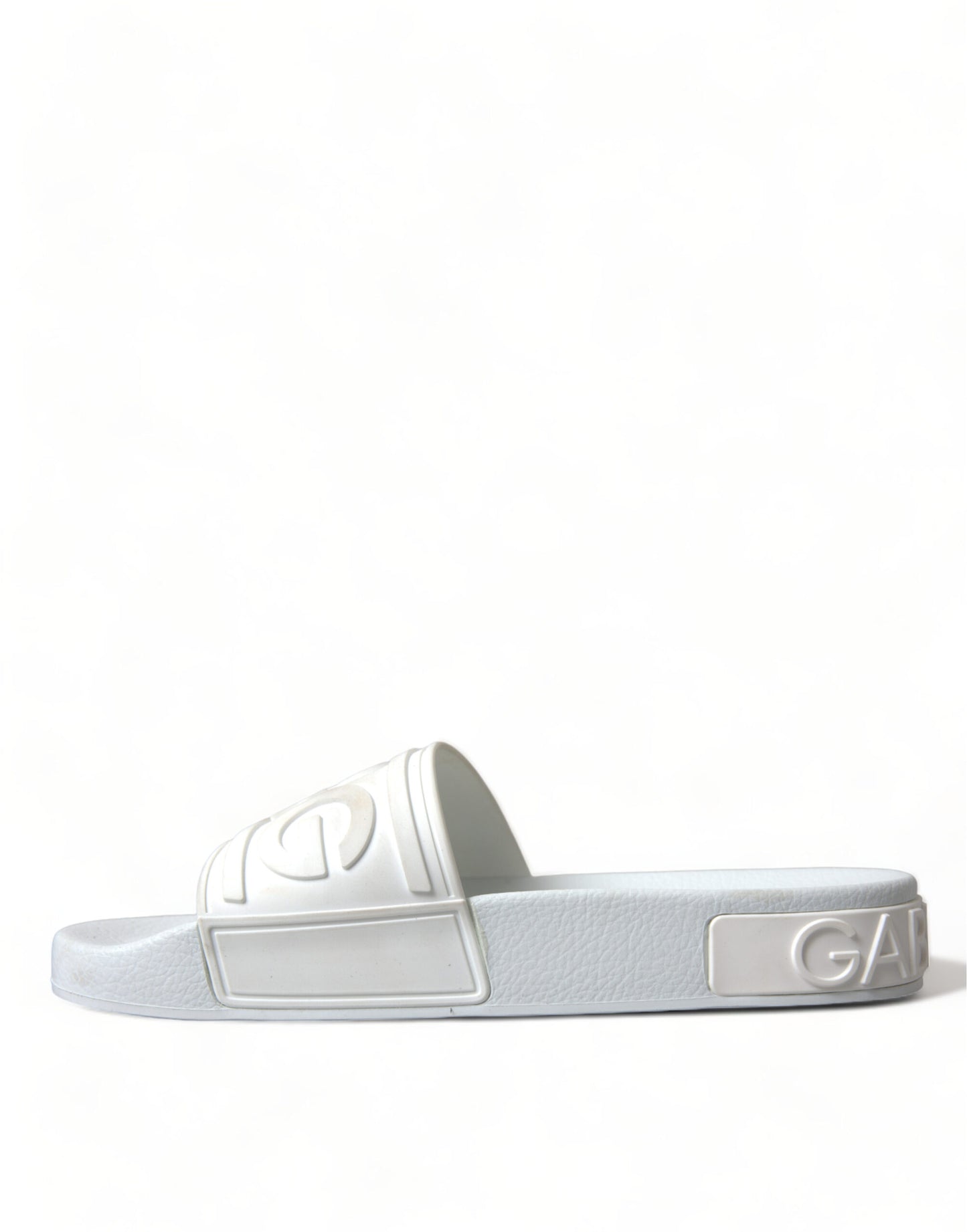 Dolce &amp; Gabbana White Rubber Sandals Slides Beachwear Shoes