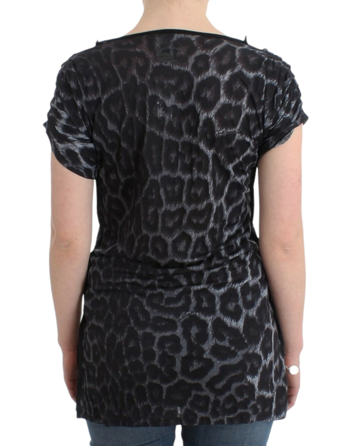 Cavalli Sultry Leoparden-Top aus Modal mit V-Ausschnitt