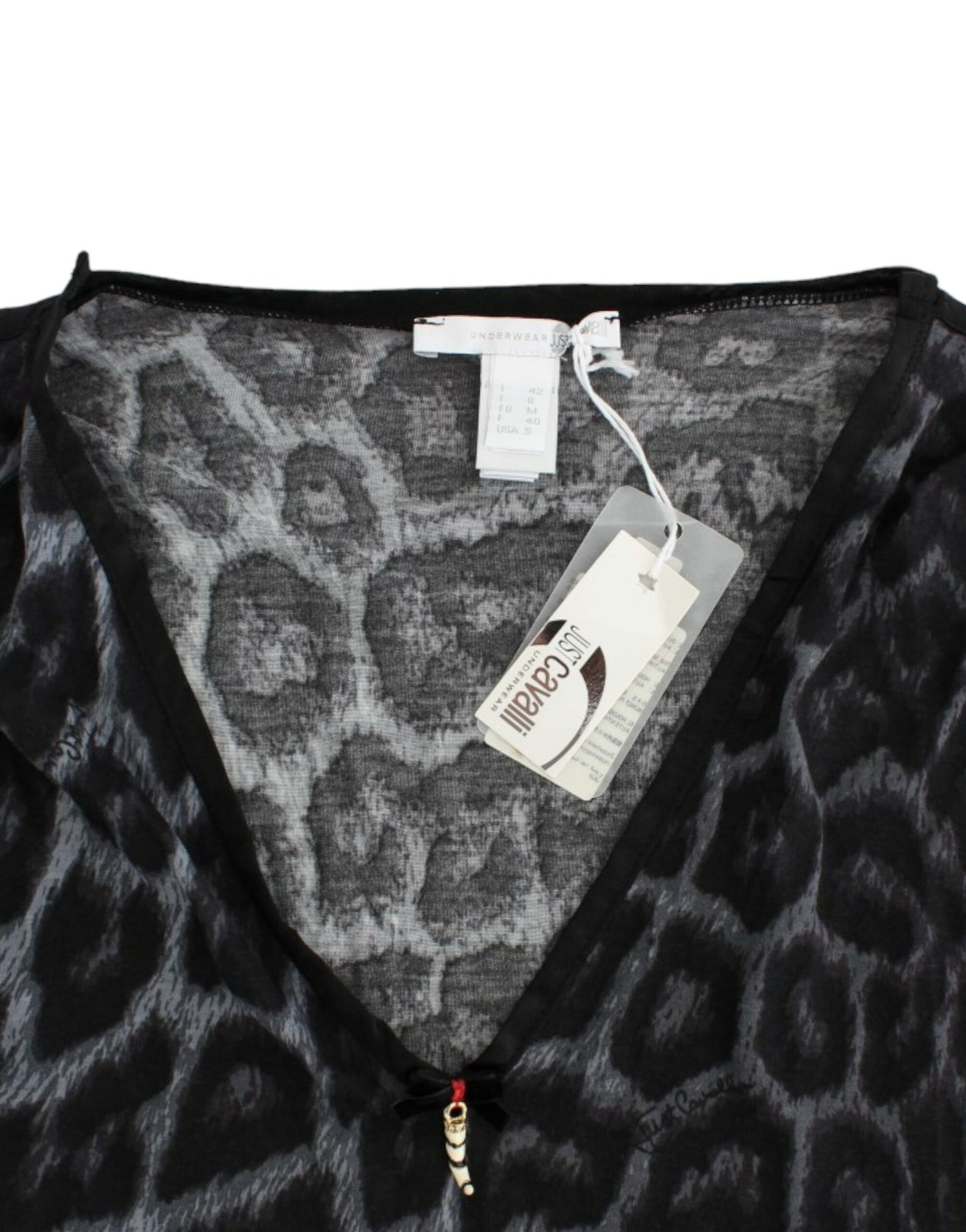 Cavalli Sultry Leoparden-Top aus Modal mit V-Ausschnitt