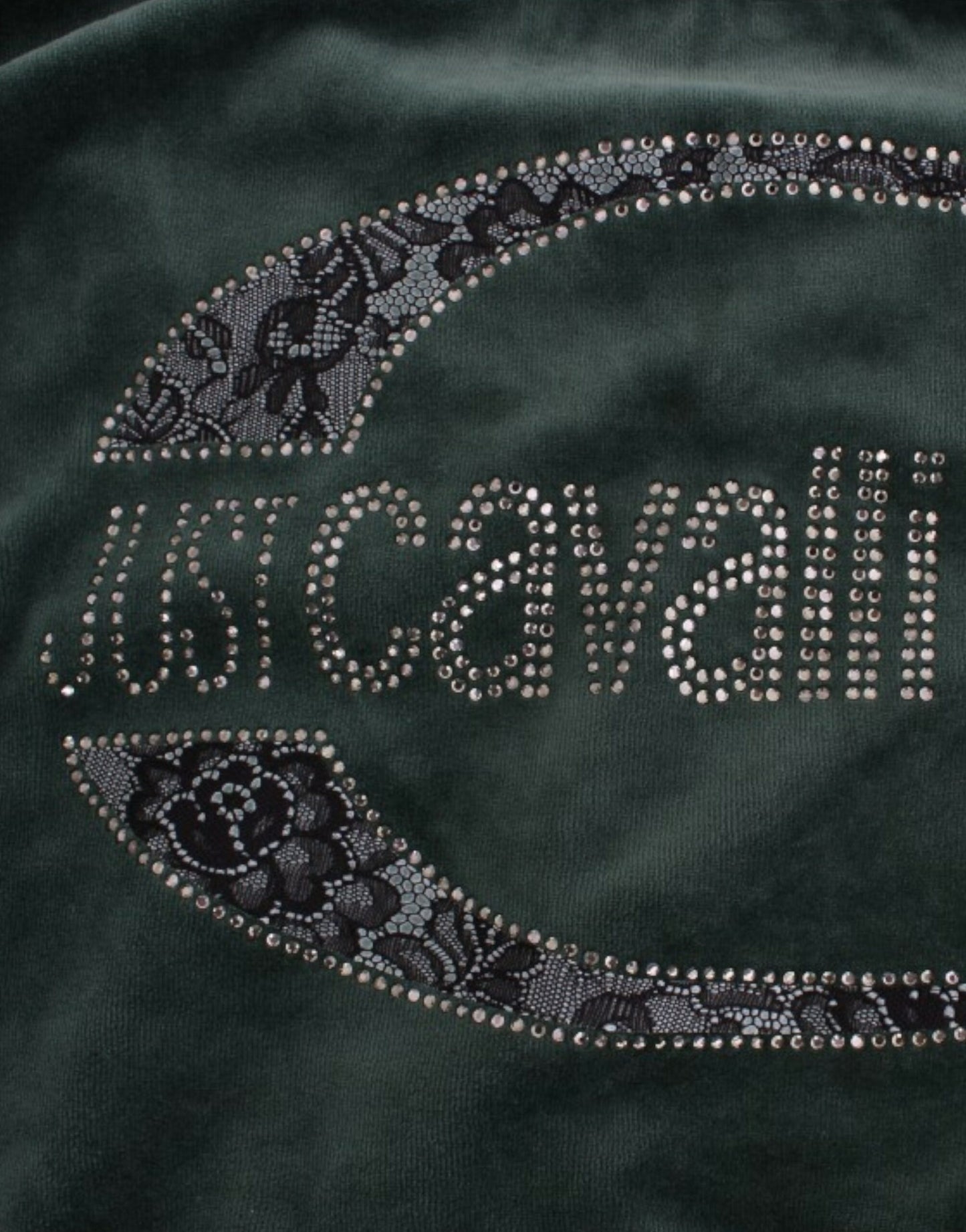 Cavalli Elegant Green Mock Sweater with Rhinestone Detail