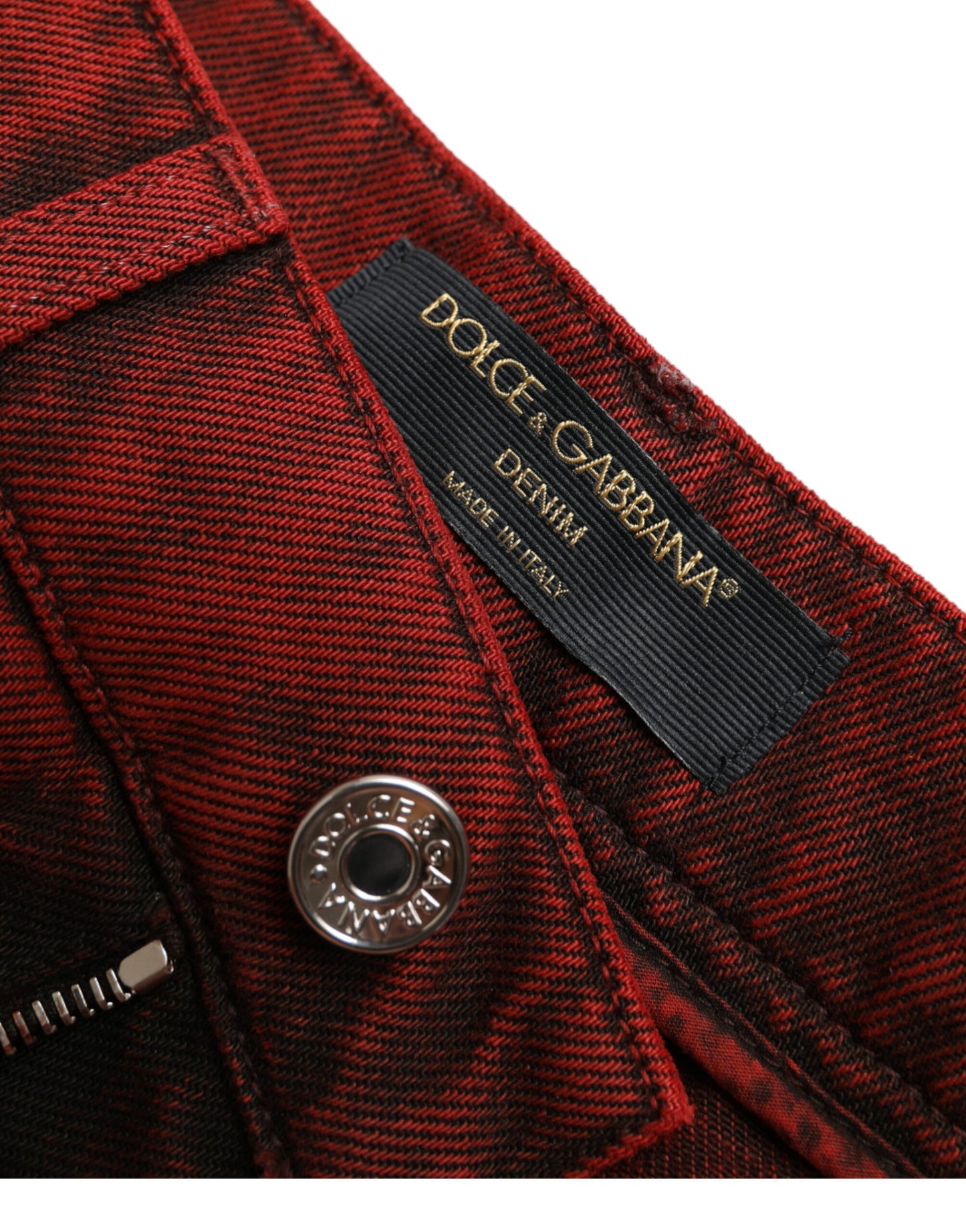 Dolce &amp; Gabbana Red Stretch High Waist Denim Hot Pants Shorts