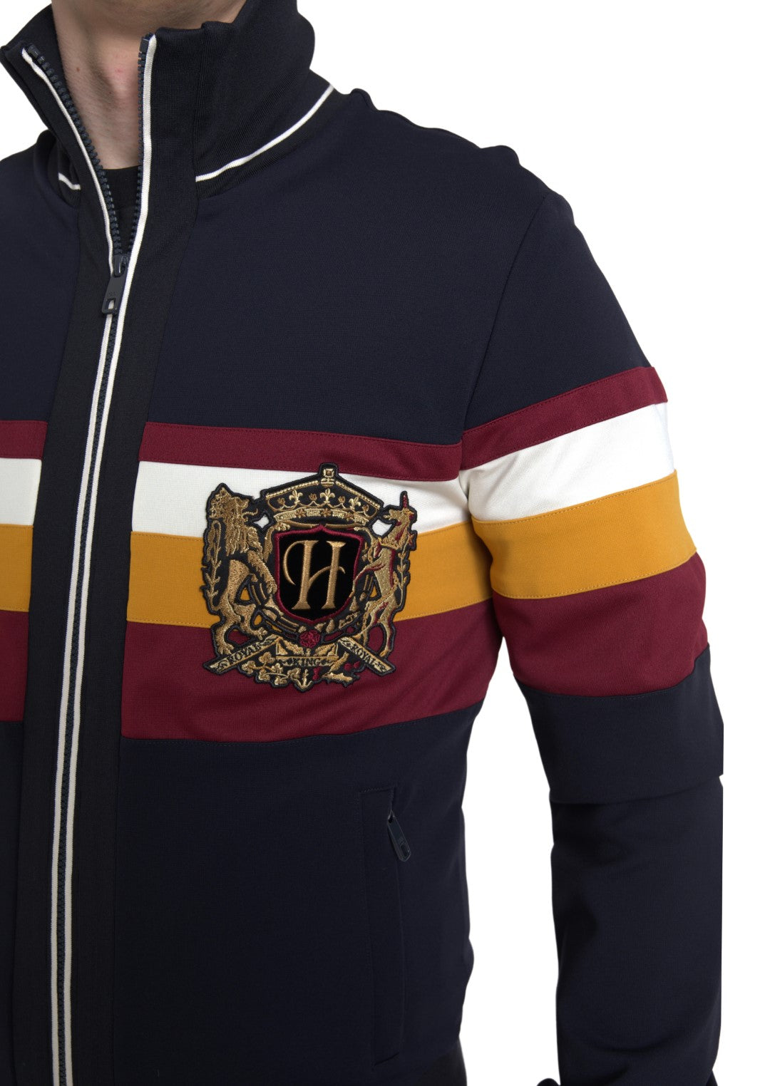 Dolce &amp; Gabbana Blue Cardigan Heraldic Full Zip Sweater