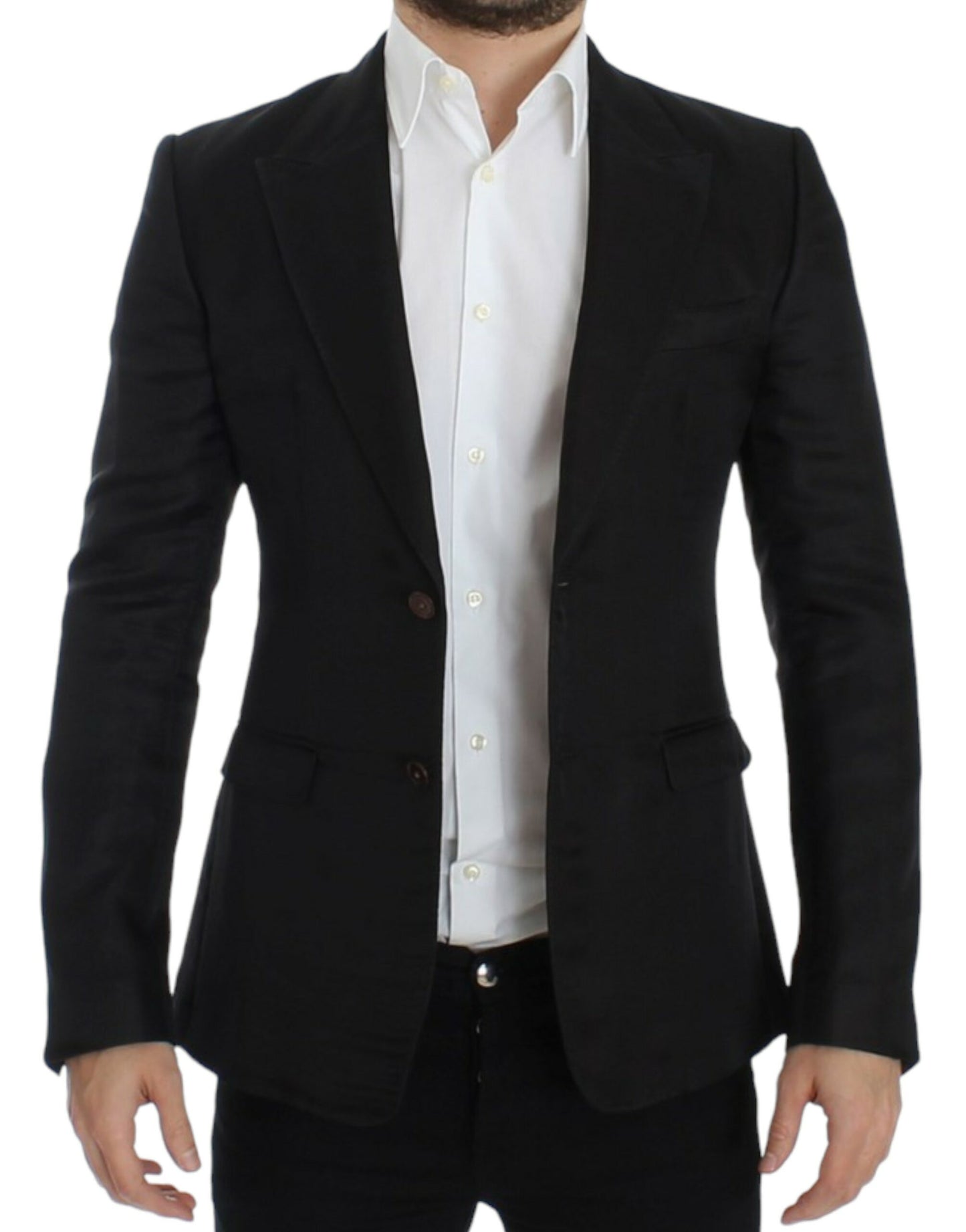 Dolce &amp; Gabbana Black silk slim fit blazer