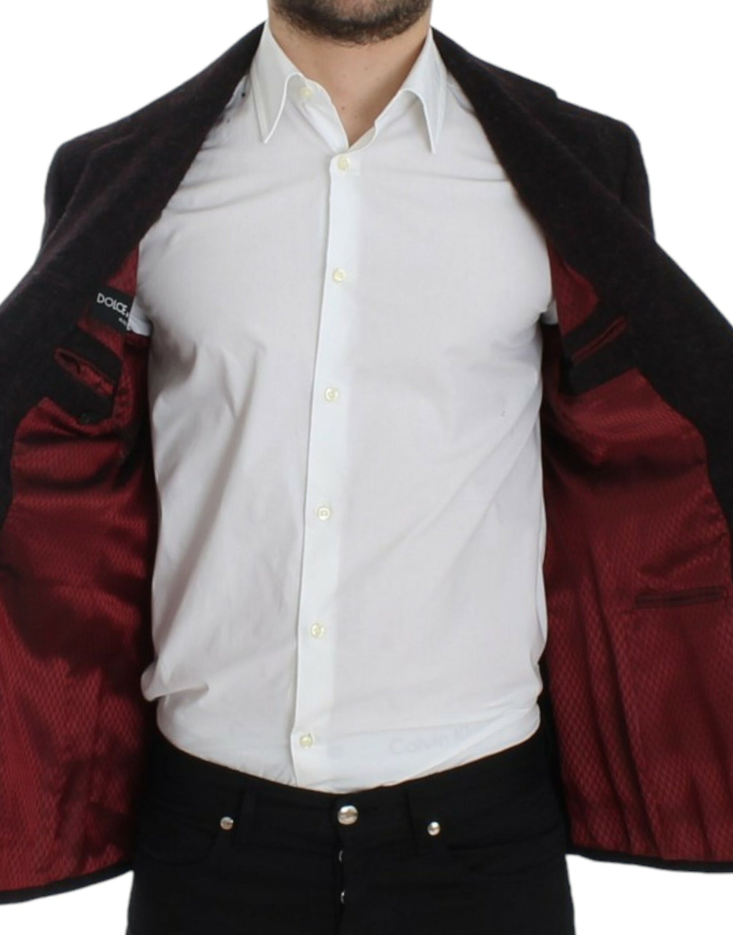 Dolce &amp; Gabbana Bordeaux Alpaga Blazerjacke mit zwei Knöpfen