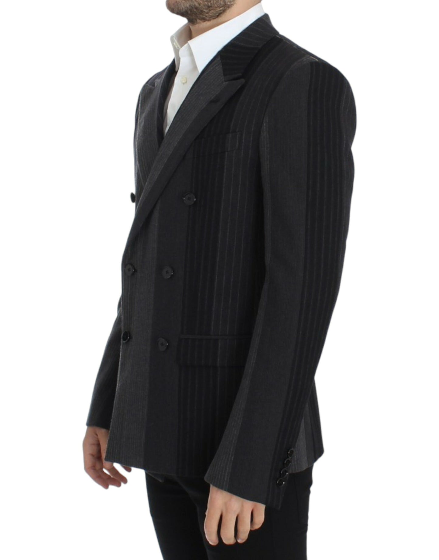 Dolce &amp; Gabbana Gray striped wool stretch blazer