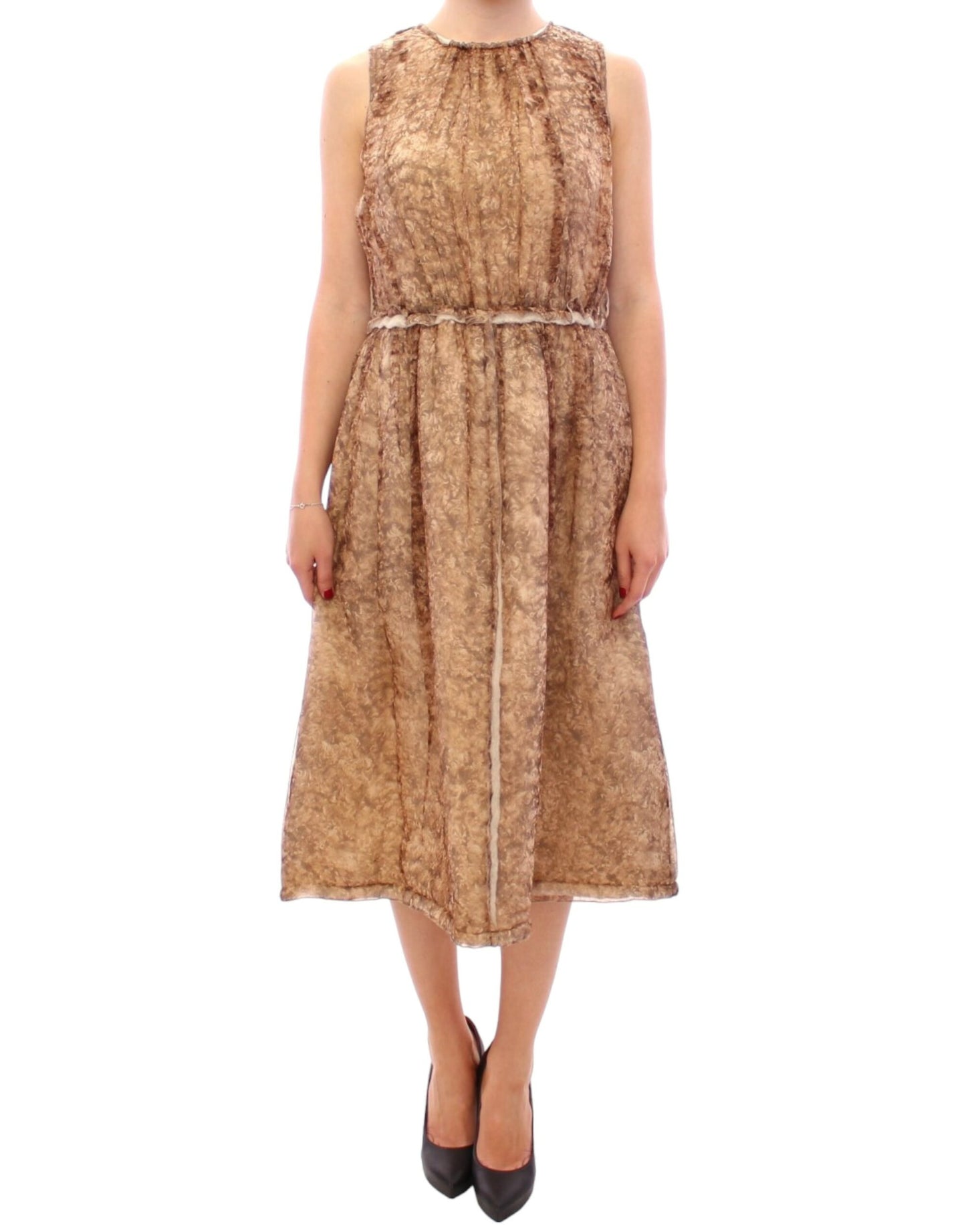 Dolce &amp; Gabbana Brown sleeveless silk dress