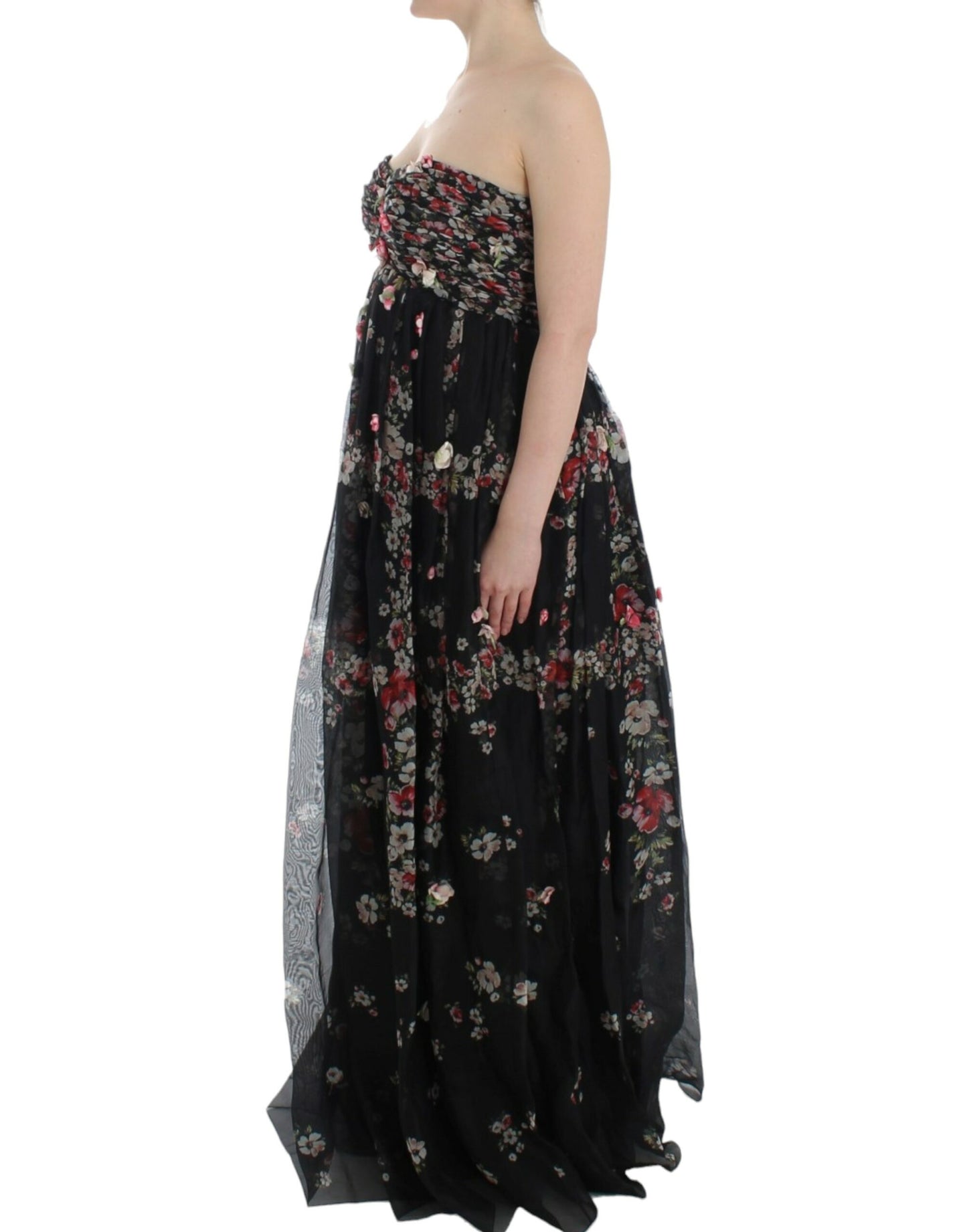 Dolce &amp; Gabbana Masterpiece black floral print silk runway dress