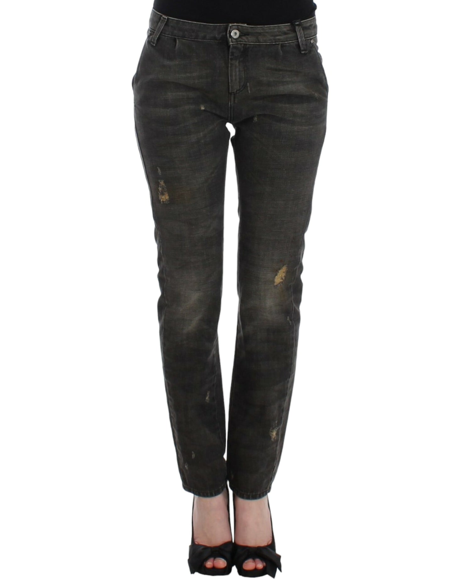 Sleek Grey Straight Leg Distressed-Jeans von Costume National