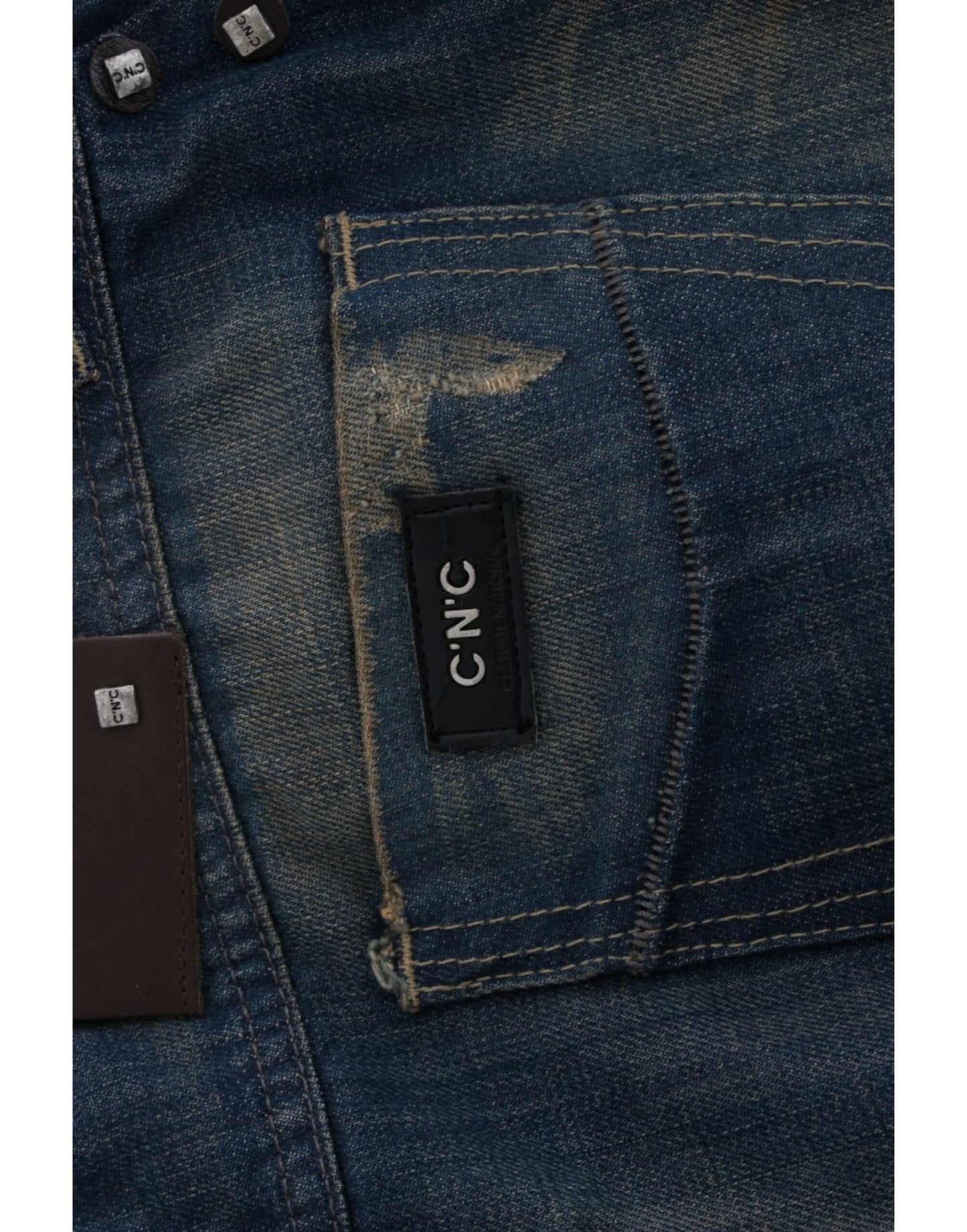 Kostüm-National-Chic-Jeans aus blauem Denim mit geradem Bein