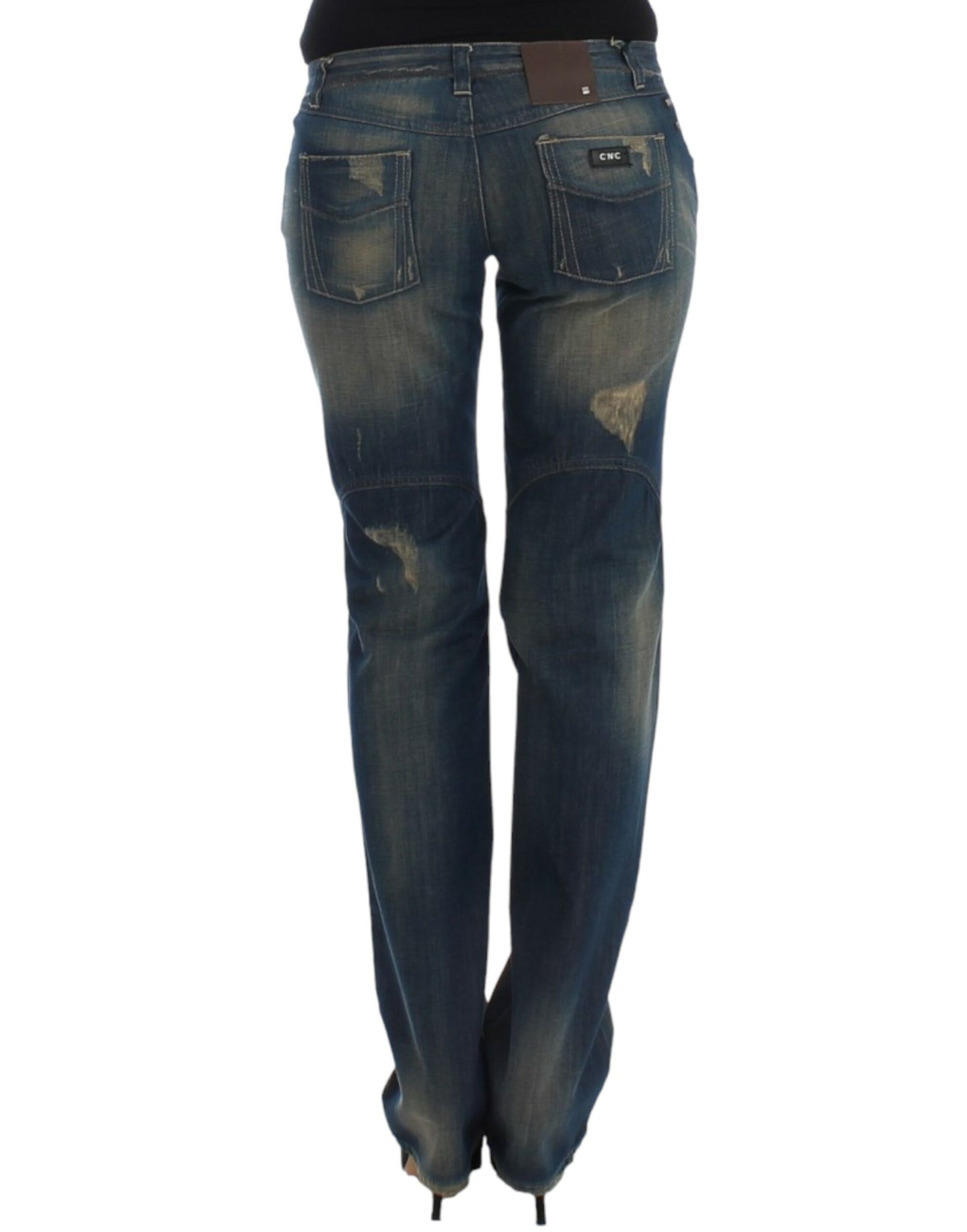 Kostüm-National-Chic-Jeans aus blauem Denim mit geradem Bein