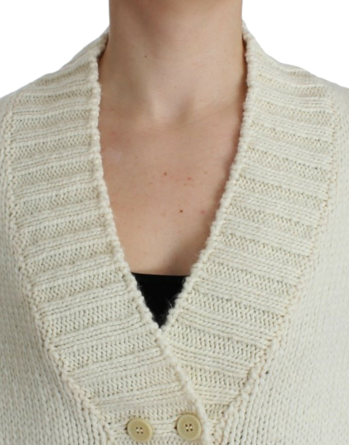 Costume National Elegant White Knitted Cape-Cardigan Hybrid